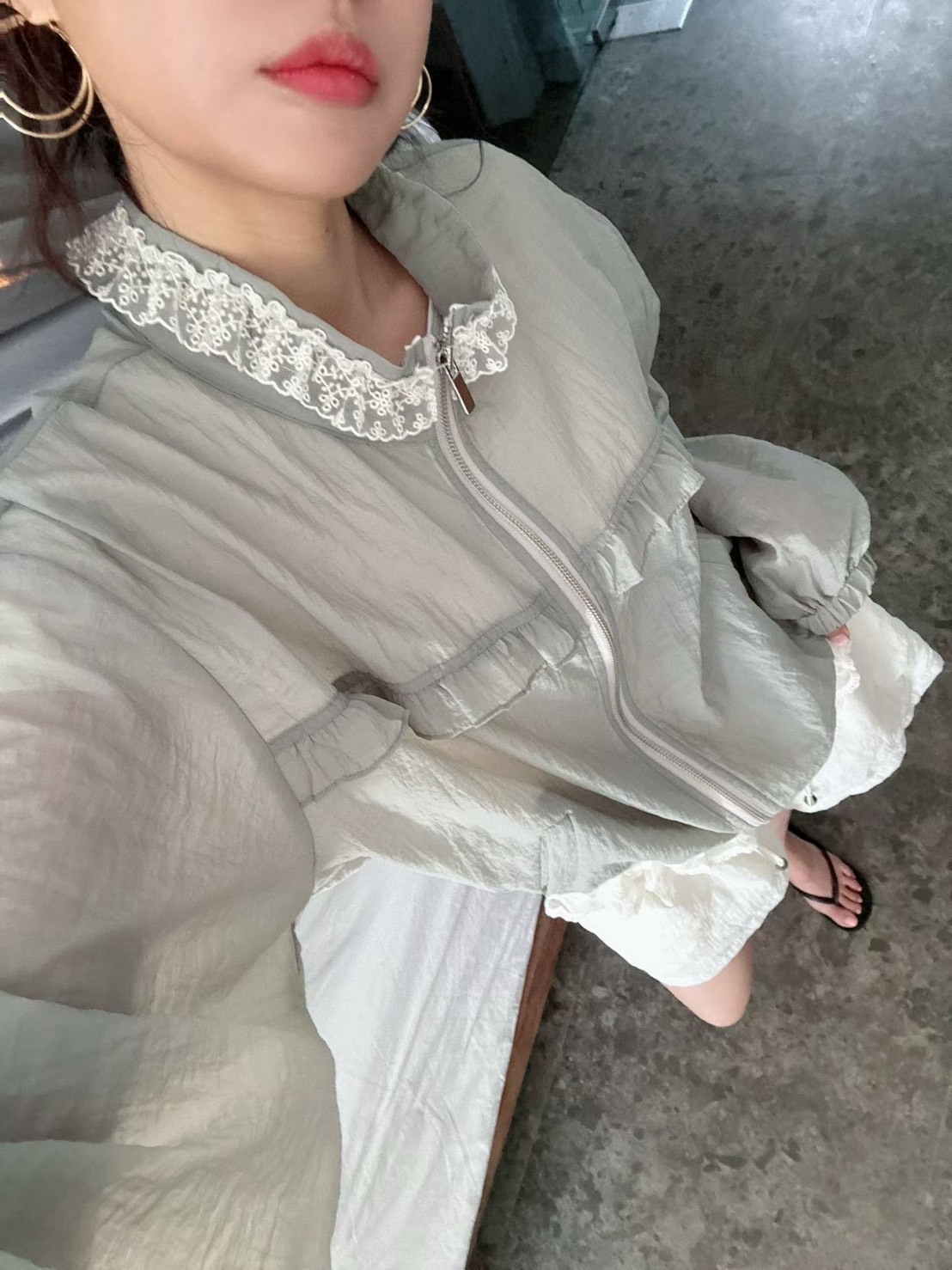 蕾絲領防曬外套