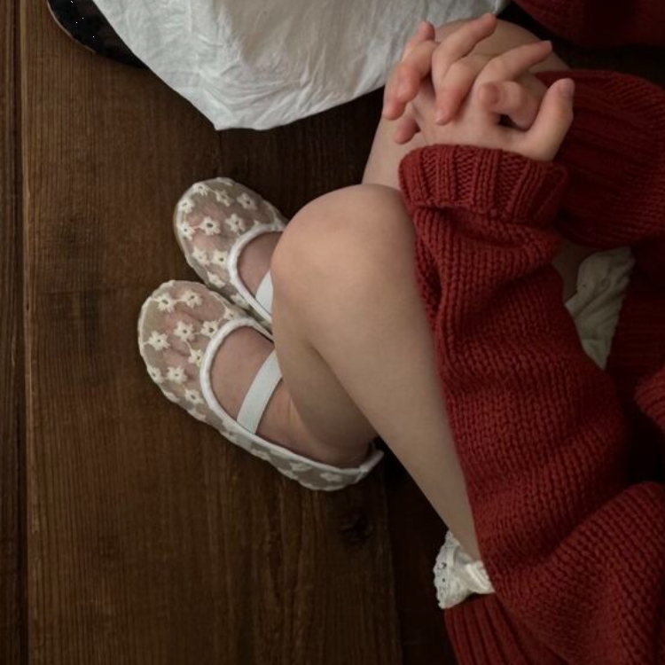 NINOLINDO 小花刺繡網紗芭蕾舞平底鞋 flower mesh flat - ivory