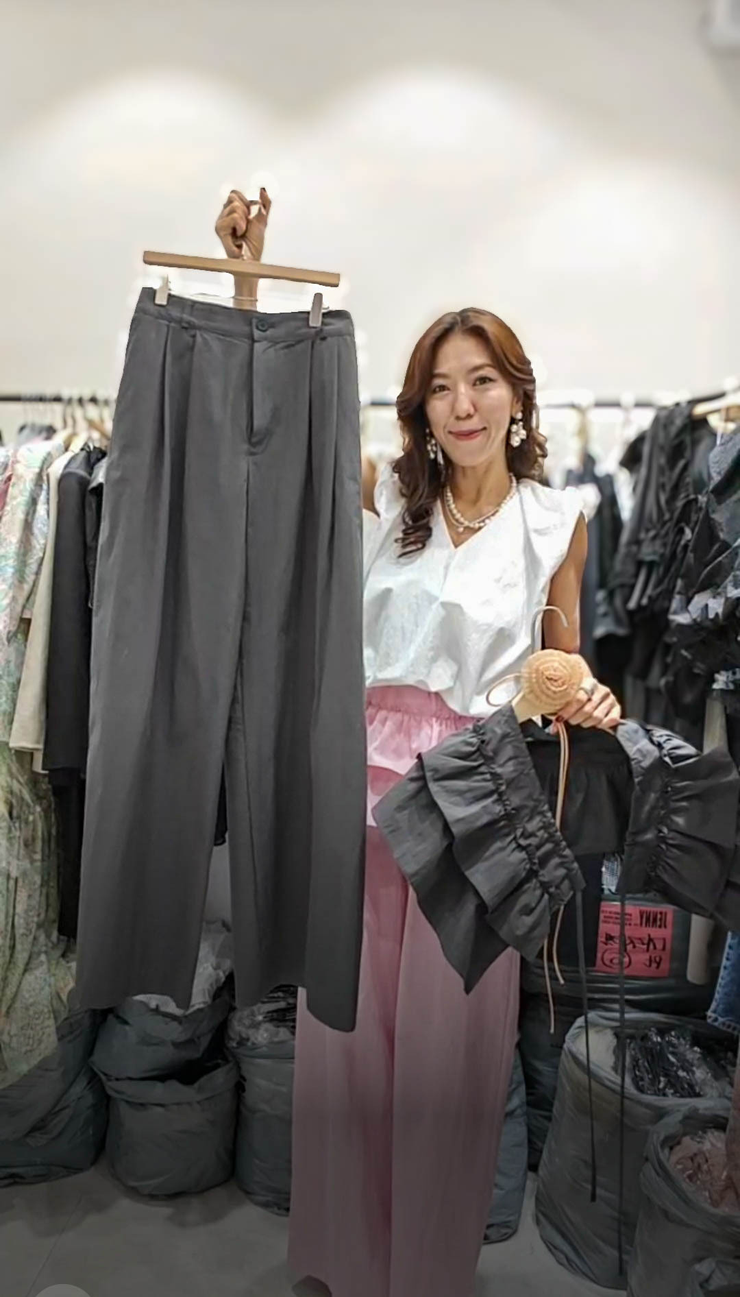 🎈K5334  ▶️荷葉蛋糕拼接長褲 👉W:64-90cm H:120cm L:105cm