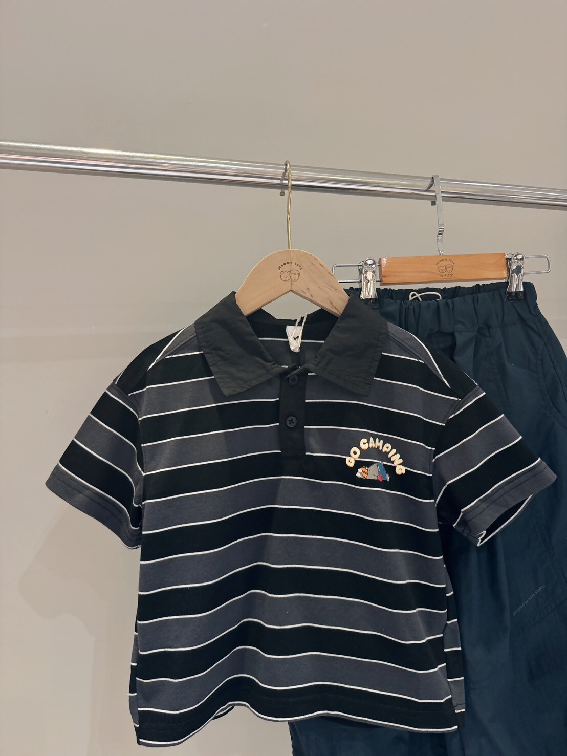 B22登山家熊熊黑條紋POLO衫