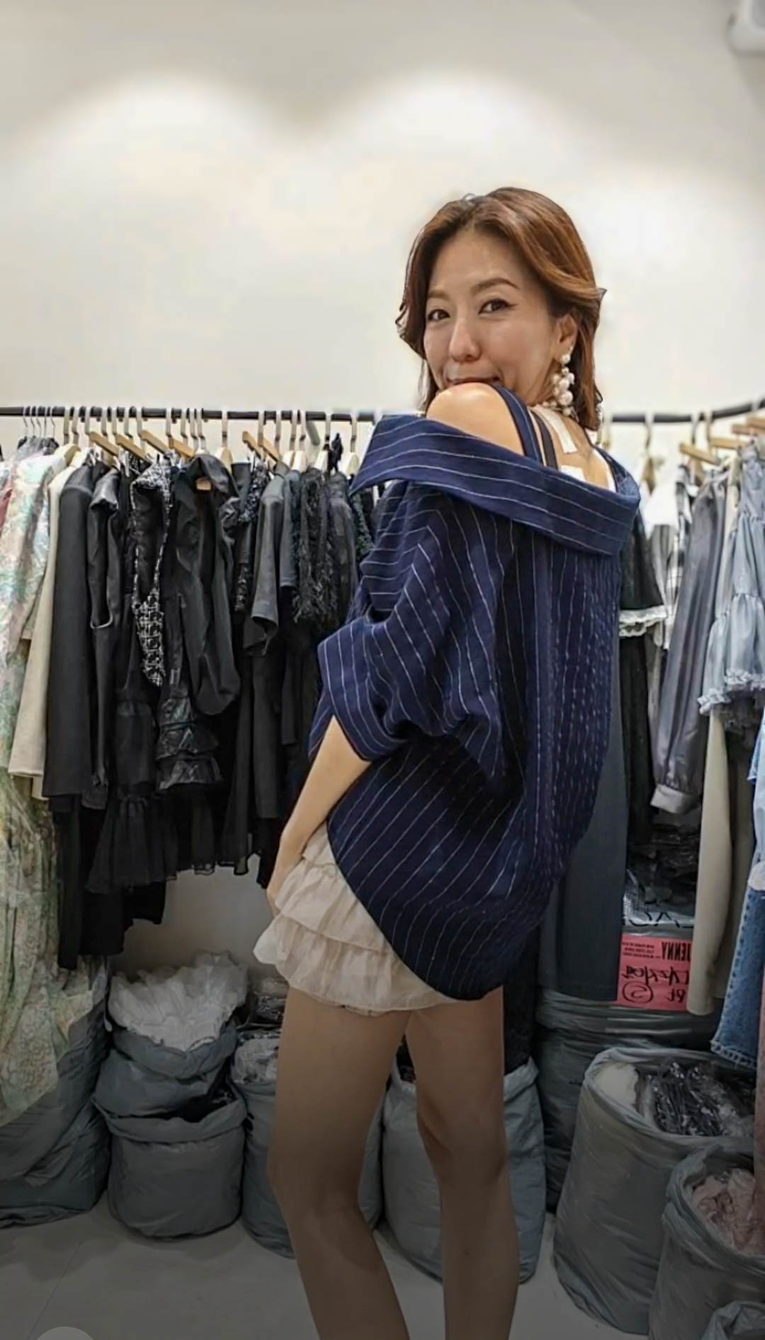 🎈K5301  ▶️條紋露肩上衣 👉B:140cm L:59/69cm