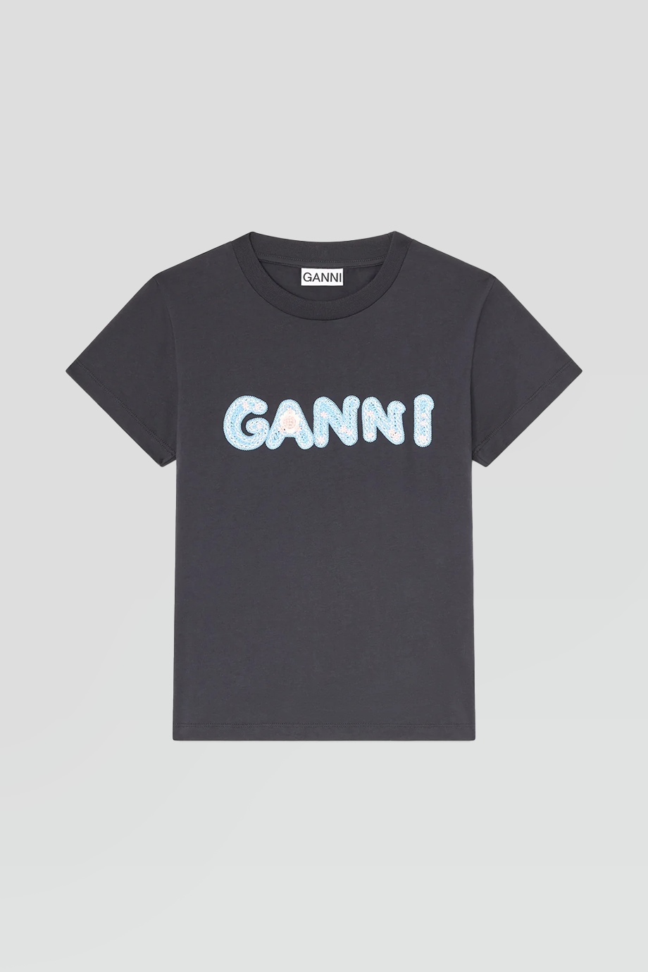 GANNI｜BASIC 品牌字樣修身棉質 T 恤