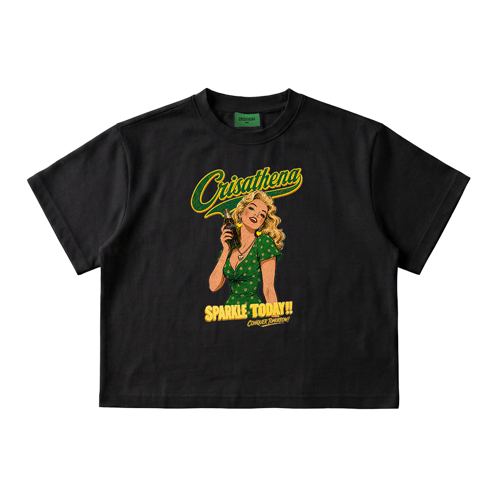 0519CT41-CRISATHENA-COLLECTION-Sparkle Today Short T-Shirt 白色/黑色（A41)