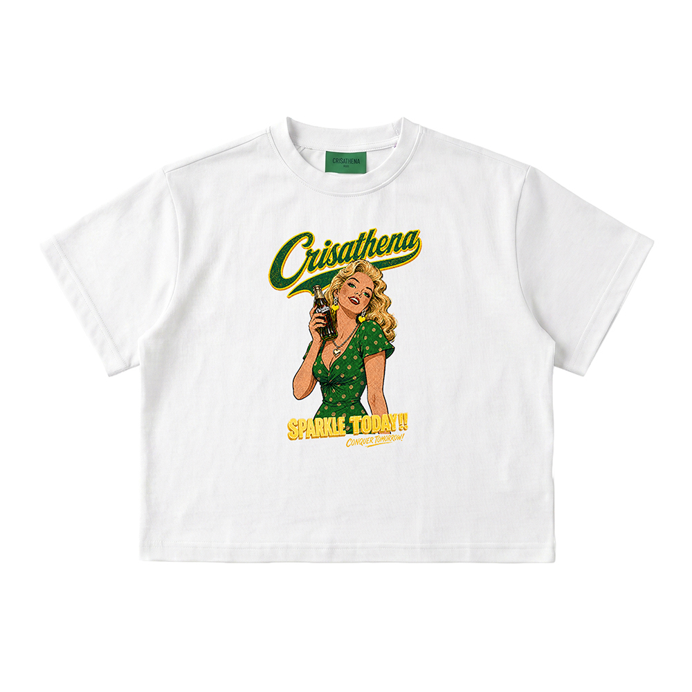 0519CT41-CRISATHENA-COLLECTION-Sparkle Today Short T-Shirt 白色/黑色（A41)