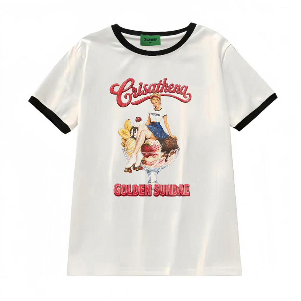 0519CT43-CRISATHENA-COLLECTION-Golden Sundae T-Shirt 白色（A43)