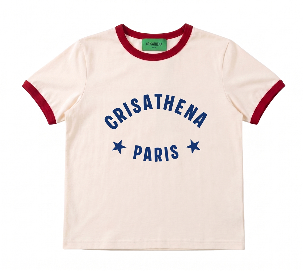 0519CT45-CRISATHENA-COLLECTION-Paris Twins Star Slim-fit T-Shirt 白紅色/ 紅黃色/ 啡粉紅色 (A45)