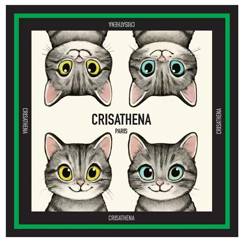 0519CT47-CRISATHENA-COLLECTION-Cats Scarf 綠色/粉紅色/紅色（A47)