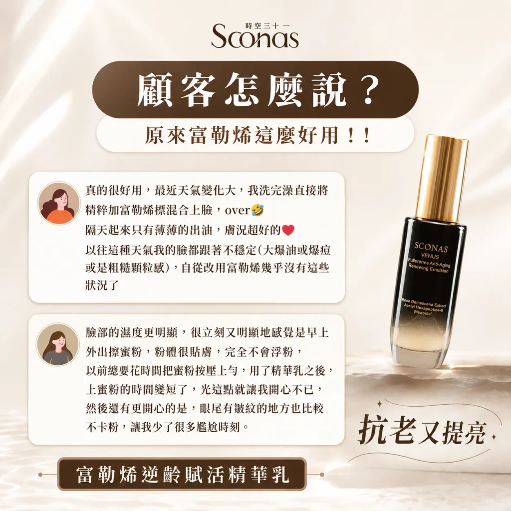 臉部保養-Sconas 富勒烯逆齡賦活精華乳顧客評價