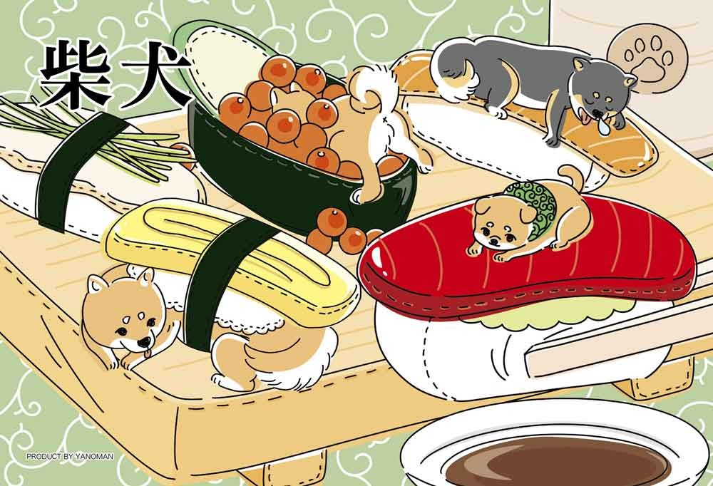 棱鏡藝術拼圖 - 烏邁！柴犬壽司天國 (透明樹脂)