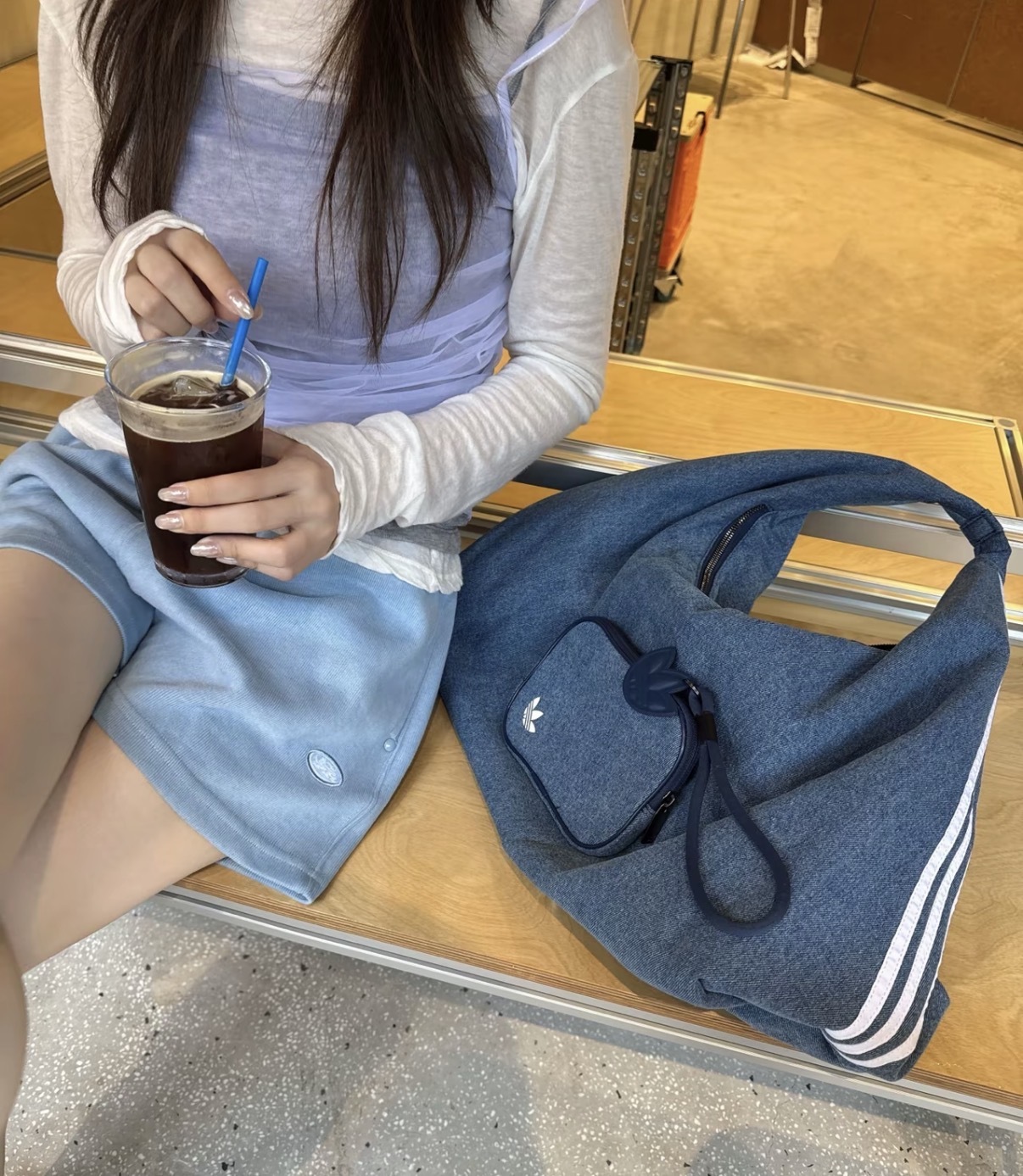 ADIDAS ORIGINALS DENIM SHOULDER BAG 牛仔藍 水洗黑 零錢包 可拆卸 三葉草 手提 雲朵包 隨身包 肩背包【IX7693/IX7694】