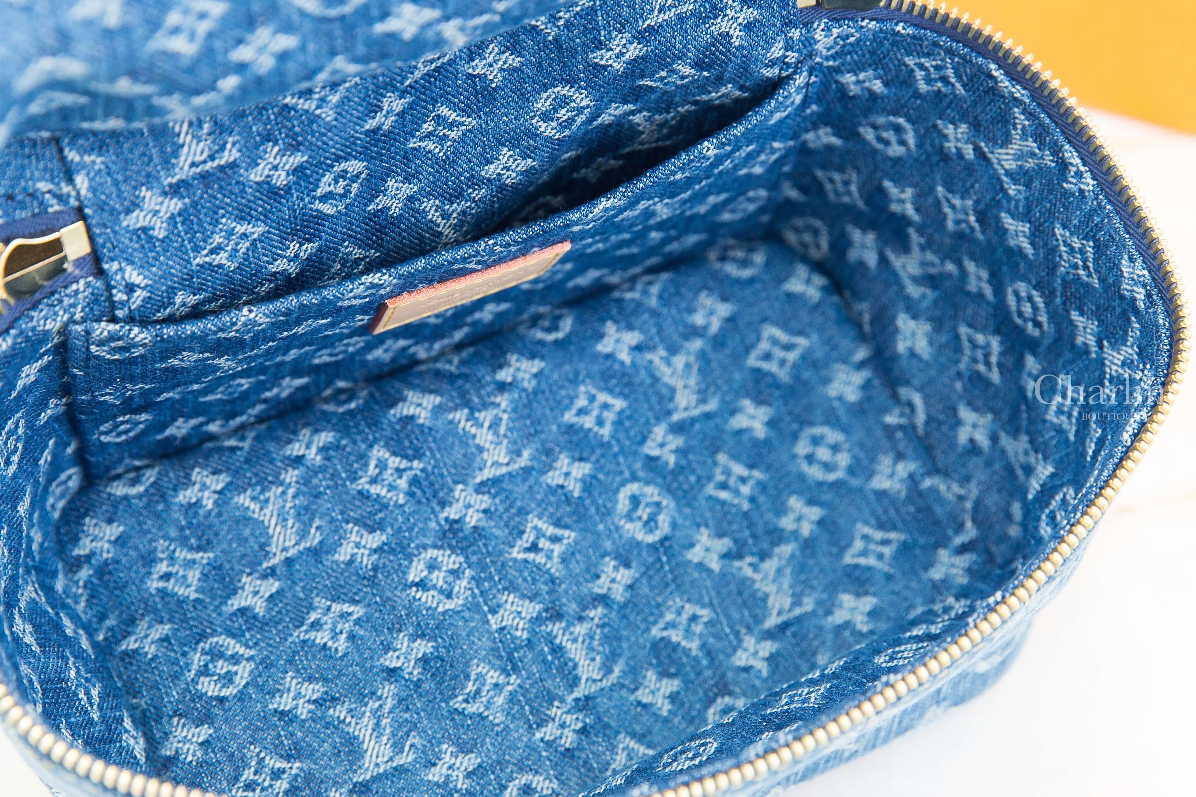 Louis Vuitton Nice Mini Beauty Case 丹寧藍牛仔布白色老花牛皮飾邊手提化妝包-Charline Boutique 精品代購