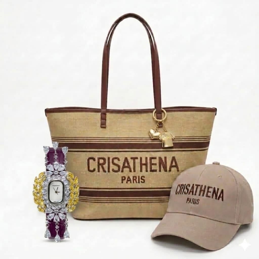 0519CTB01-CRISATHENA-COLLECTION-Crisathena 5月份母親節套裝 (套裝優惠-大袋) Large tote bag + Watch  + Cap + Charms 啡色套裝/ 藍色套裝/ 黑色套裝/ 粉紅色套裝/ 灰色套裝 (BM1)