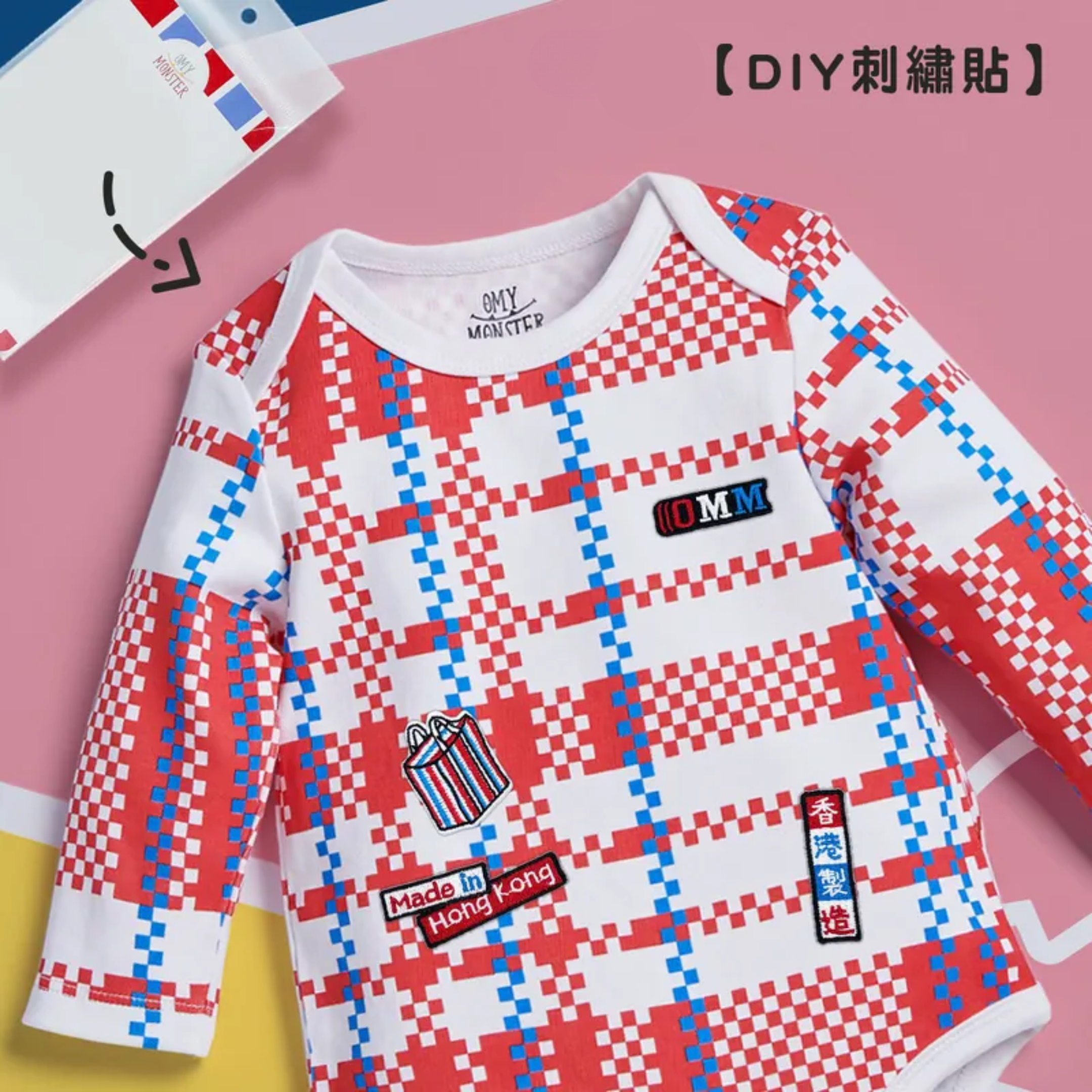 OMYMONSTER rwb long-sleeve bodysuit (red, 12-18m)