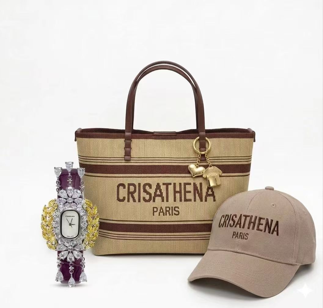 0519CTC01-CRISATHENA-COLLECTION-Crisathena 5月份母親節套裝 (套裝優惠-細袋)Small tote bag + Watch  + Cap + Charms 啡色套裝/ 藍色套裝/ 黑色套裝/ 粉紅色套裝/ 灰色套裝 (CM1)