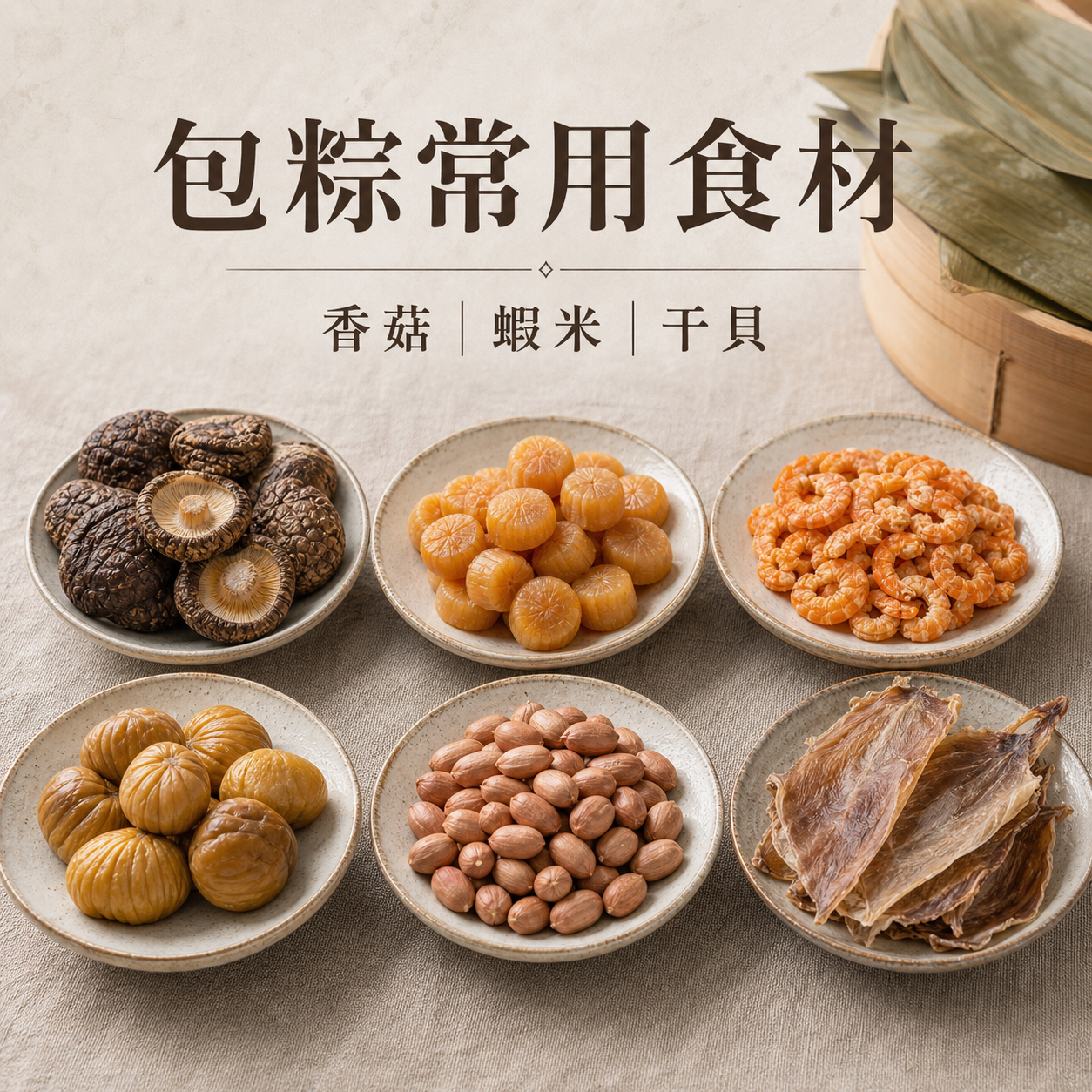 端午包粽常用南北貨食材:香菇、蝦米、干貝採買清單