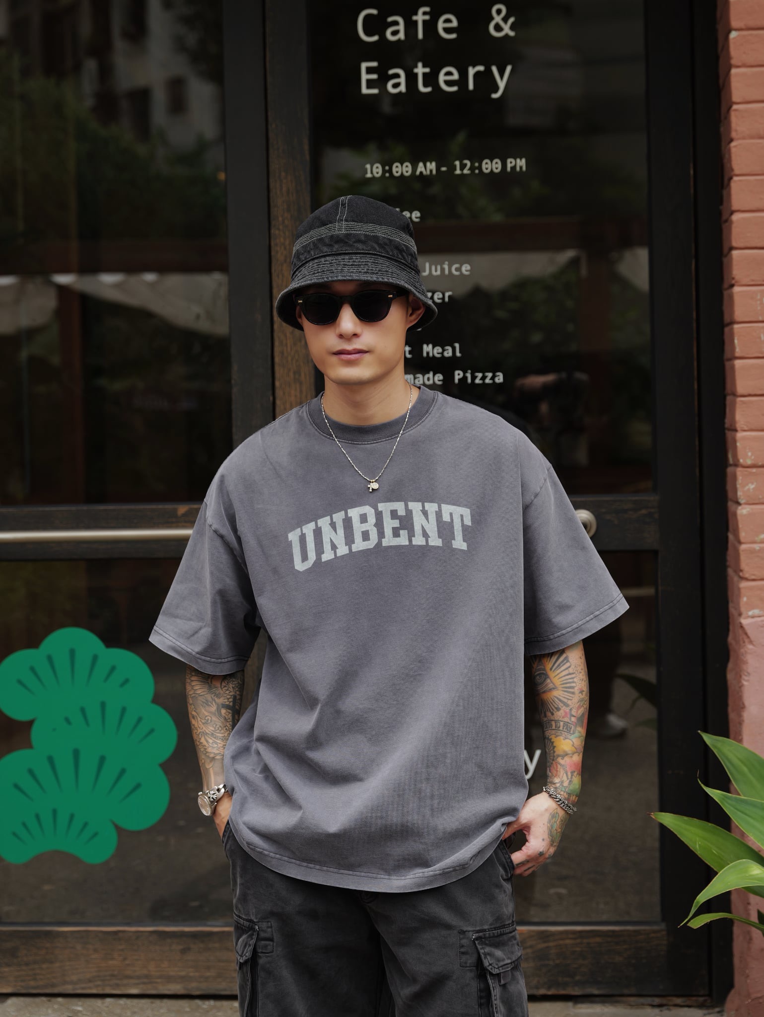 #預購 UNBENT 日系復古 水洗做舊 LOGO印花 寬鬆短踢 三色