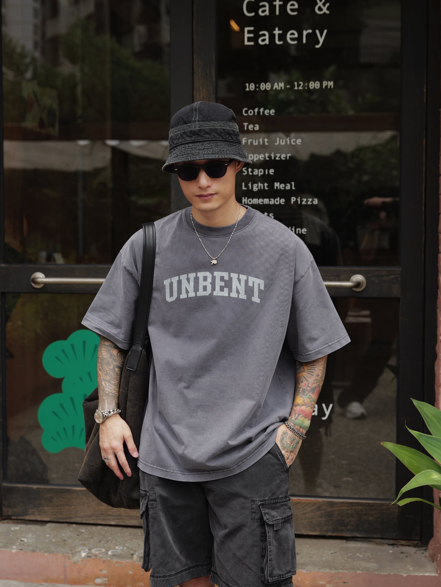 #預購 UNBENT 日系復古 水洗做舊 LOGO印花 寬鬆短踢 三色