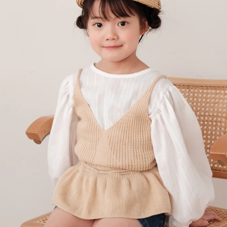 mes kids des fleurs 腰綁帶針織吊帶背心 leurs knitted camisole - brown