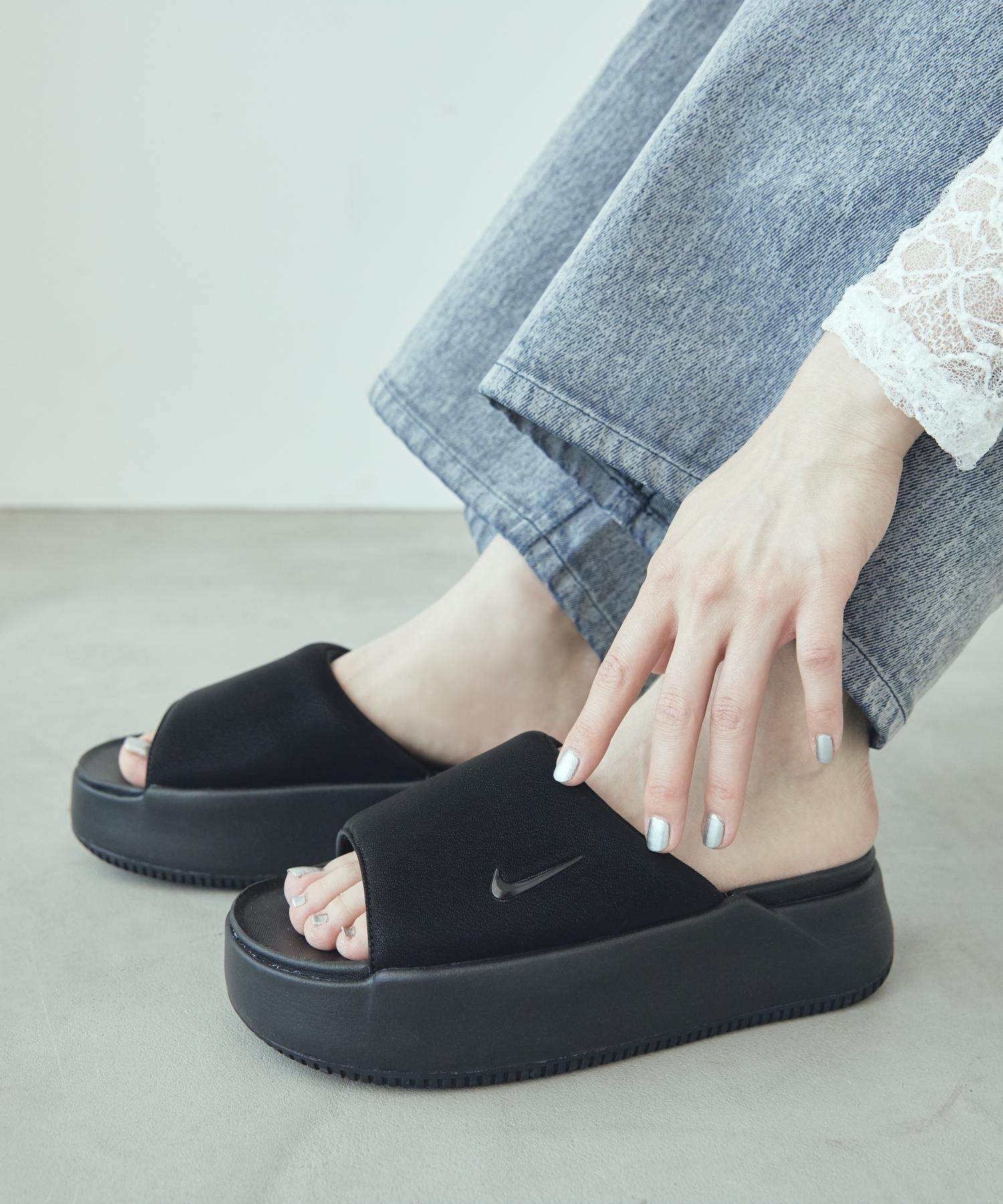 NIKE CALM ELEVATION 防滑 軟底 厚底 親水泡棉 拖鞋 女鞋 黑色 全黑 HJ5601-002 / 調貨
