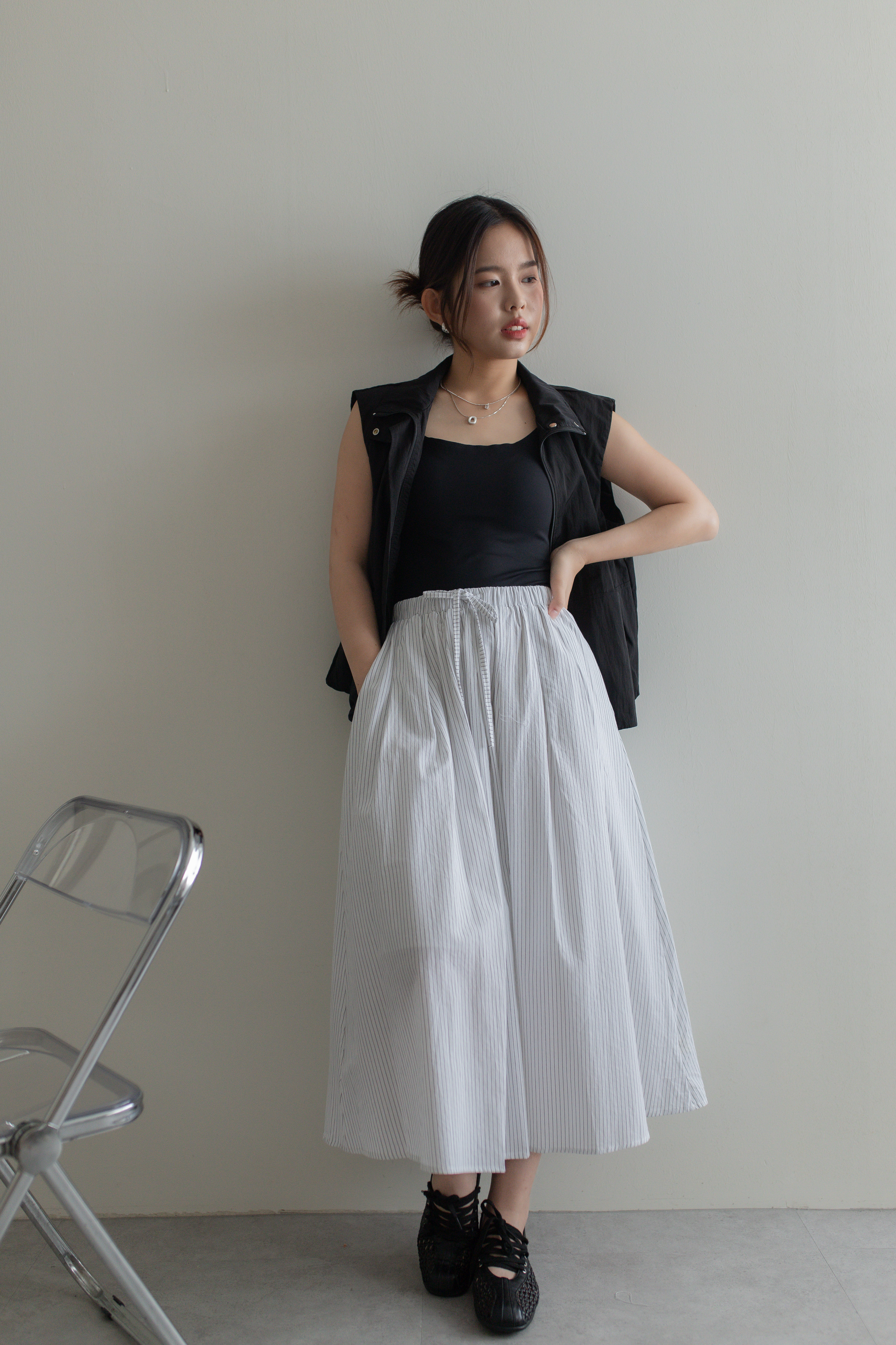 Esme Striped Skirt White -2757SKWHI