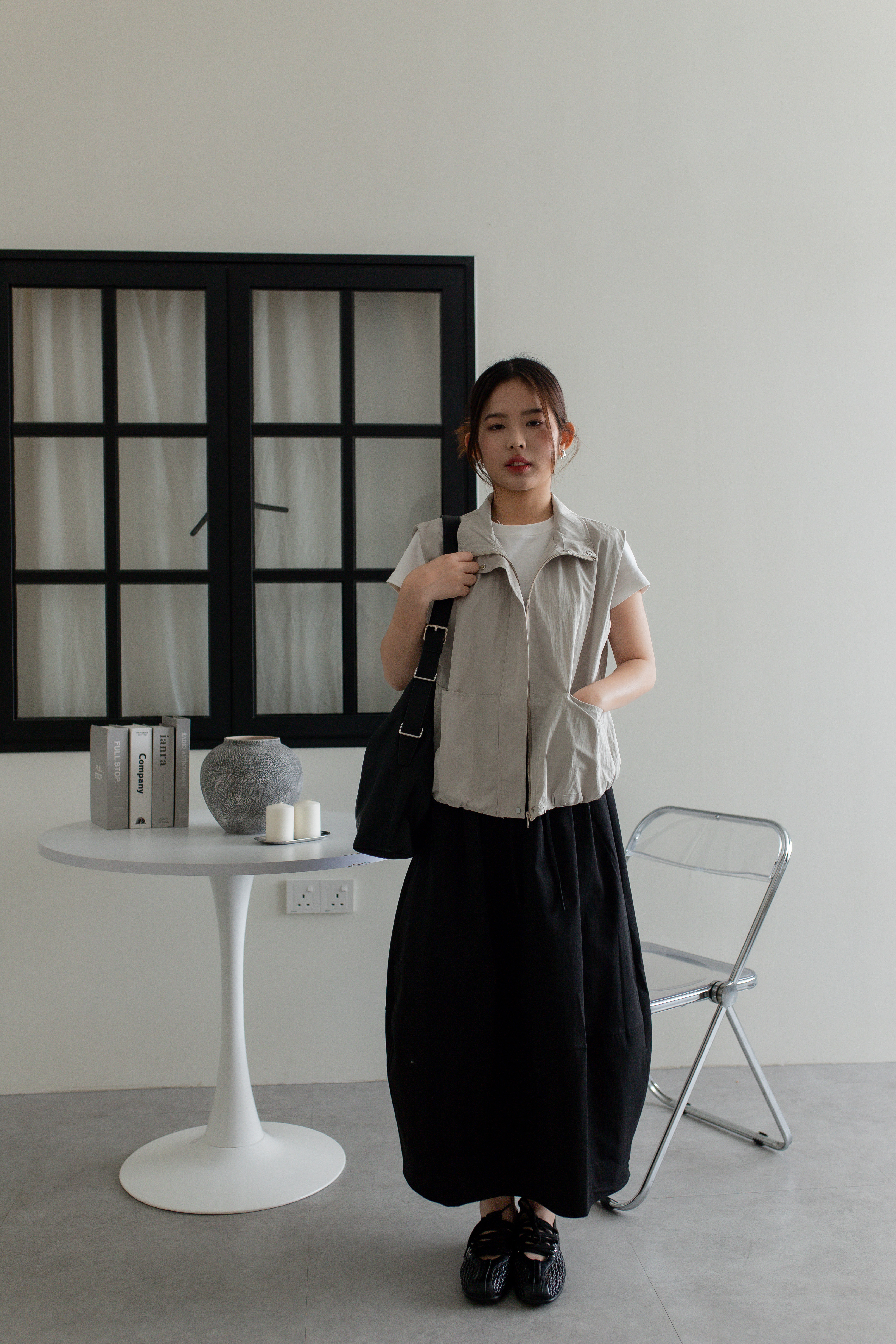 Aysel Pleated Cocoon Skirt Black - 2756SKBLK
