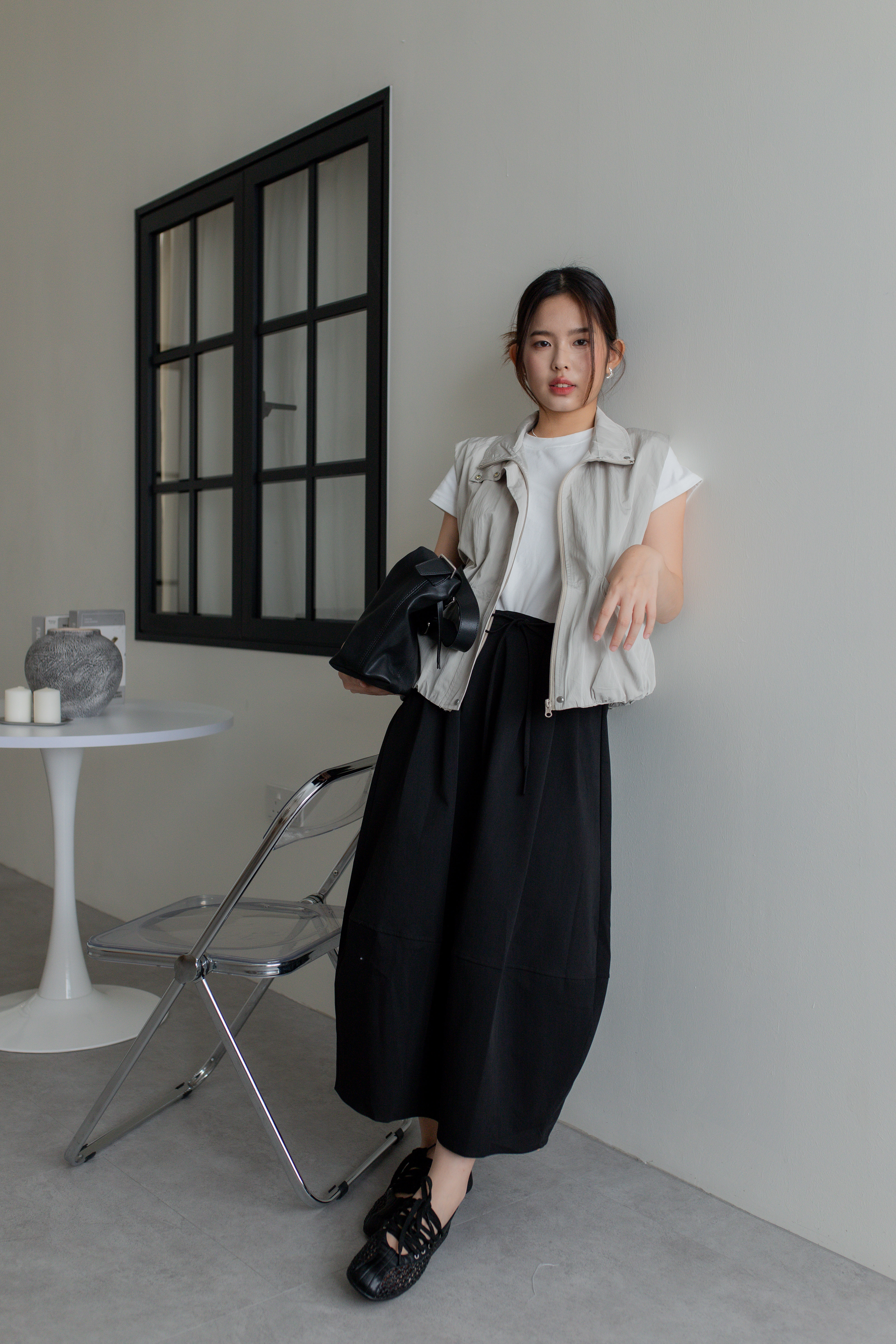 Aysel Pleated Cocoon Skirt Black - 2756SKBLK