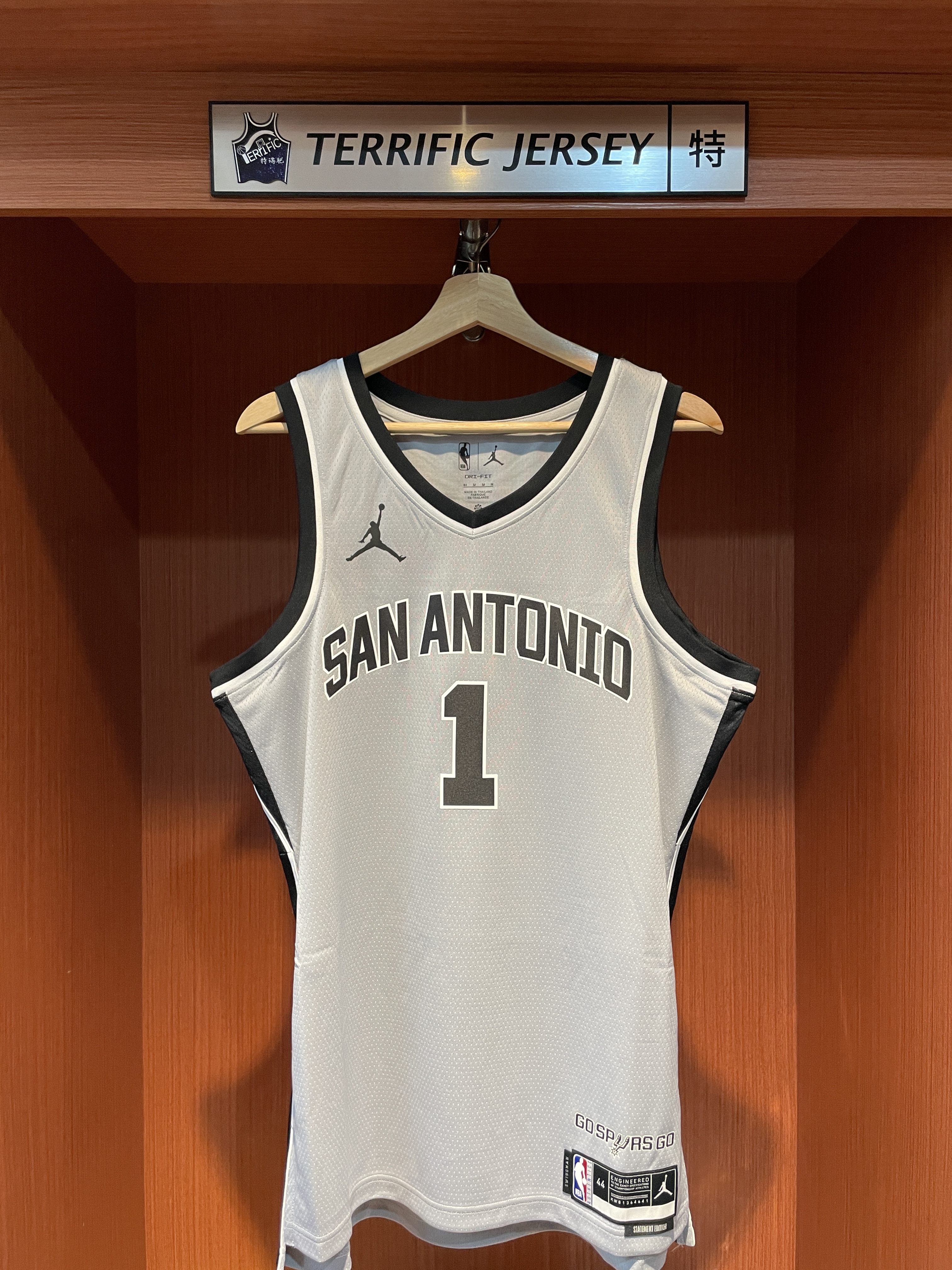 NBA球衣 Victor Wembanyama 聖安東尼奧馬刺灰 Statement Jordan Swingman 球迷版 熱轉印 全新