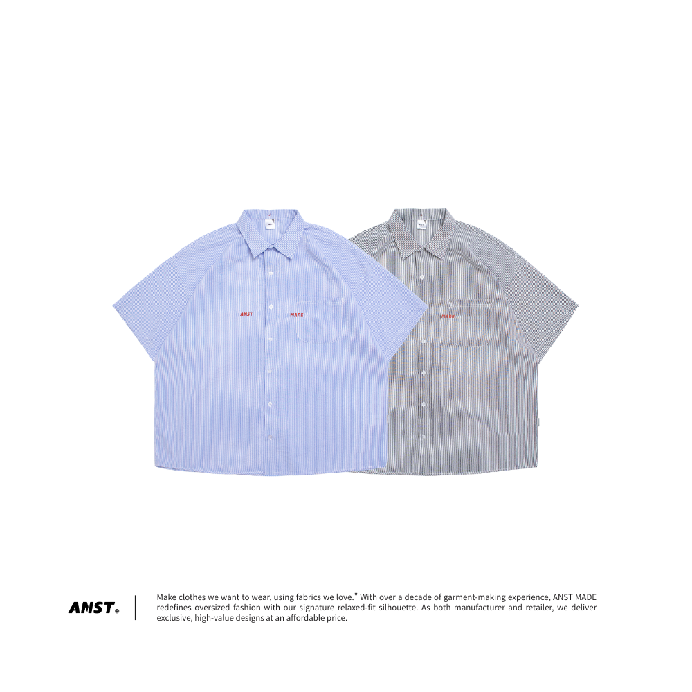 ANST 刺繡泡泡紗條紋襯衫 AN.75