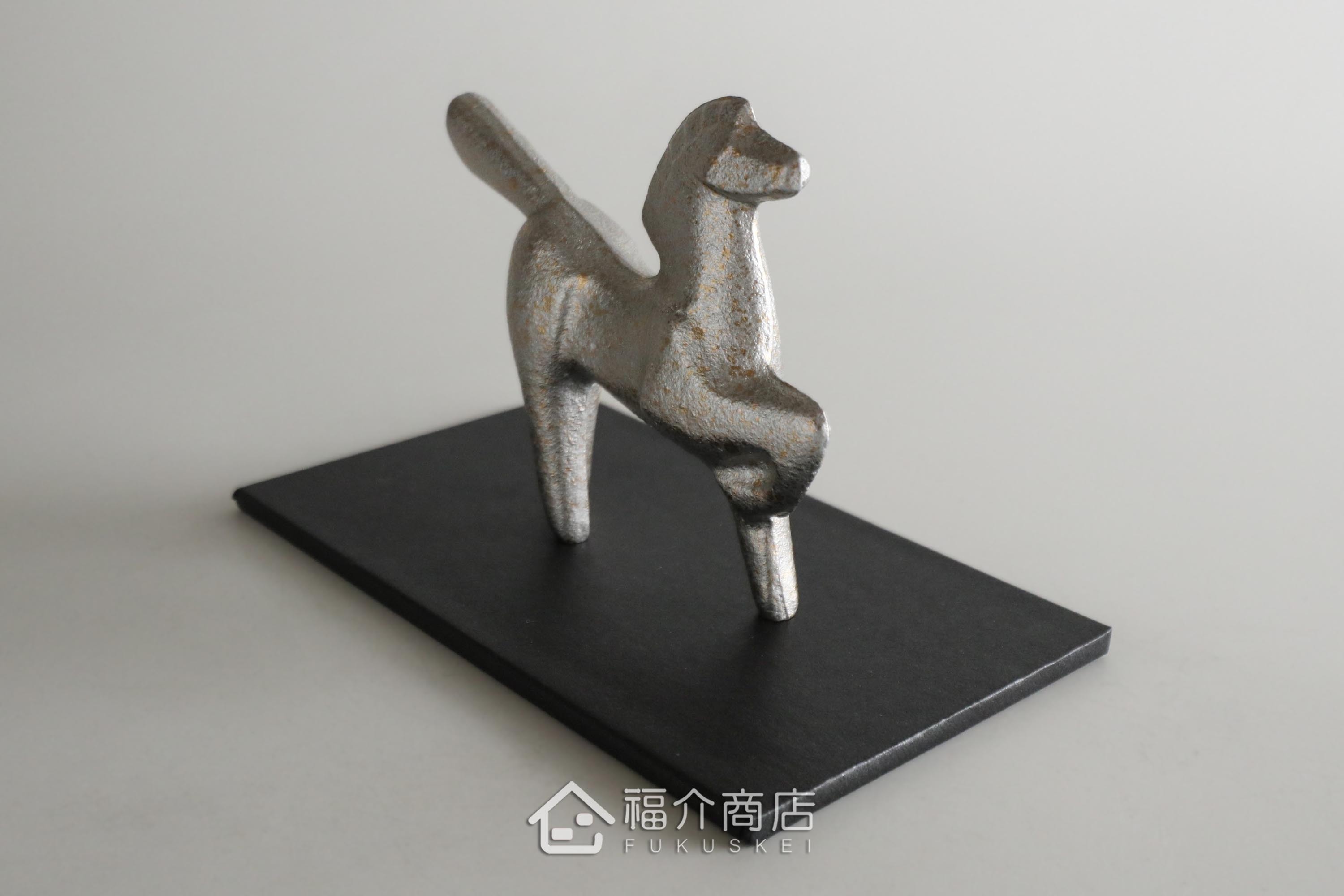 鑄鐵製十二生肖的馬造型銀色開運置物