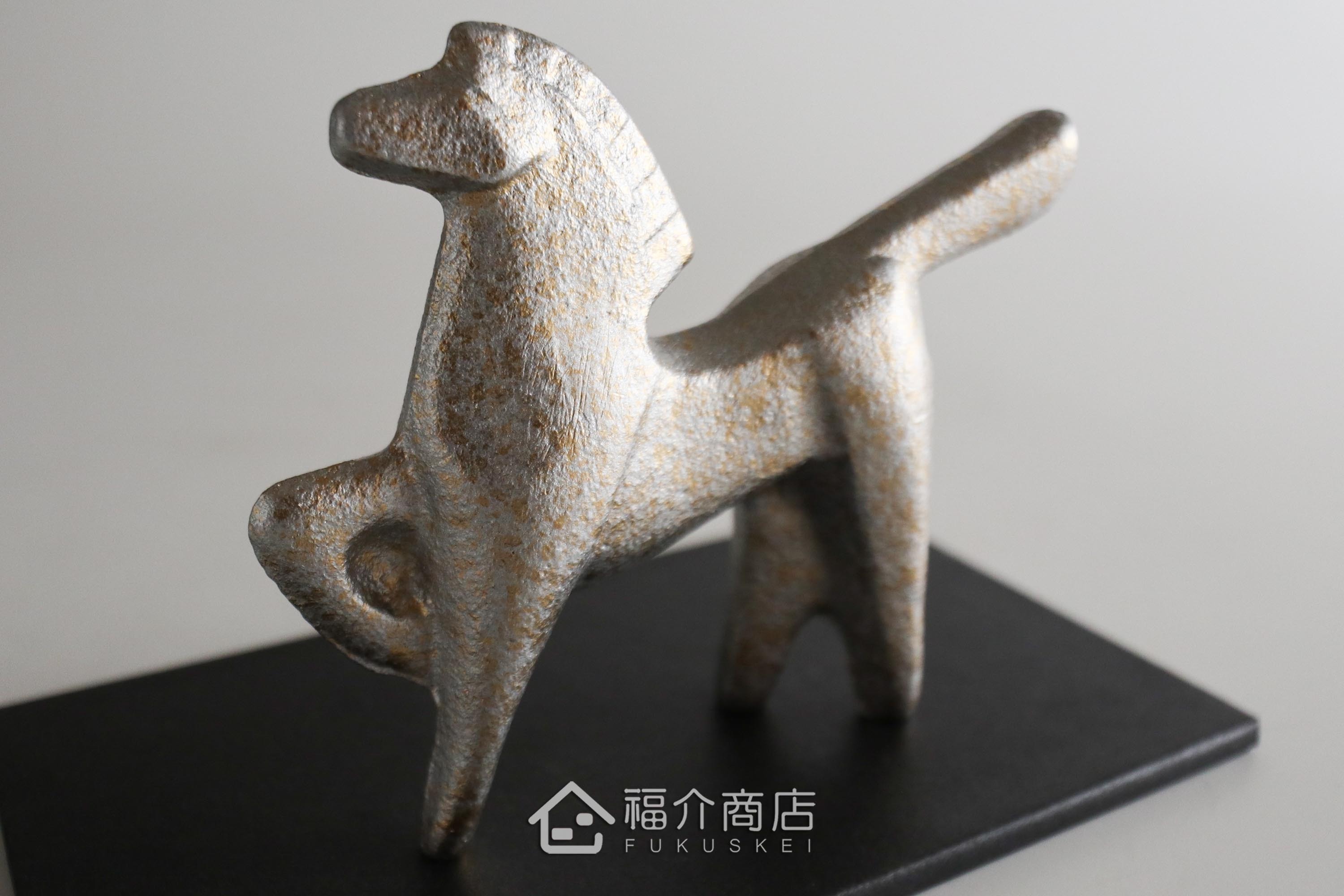 鑄鐵製十二生肖的馬造型銀色開運置物