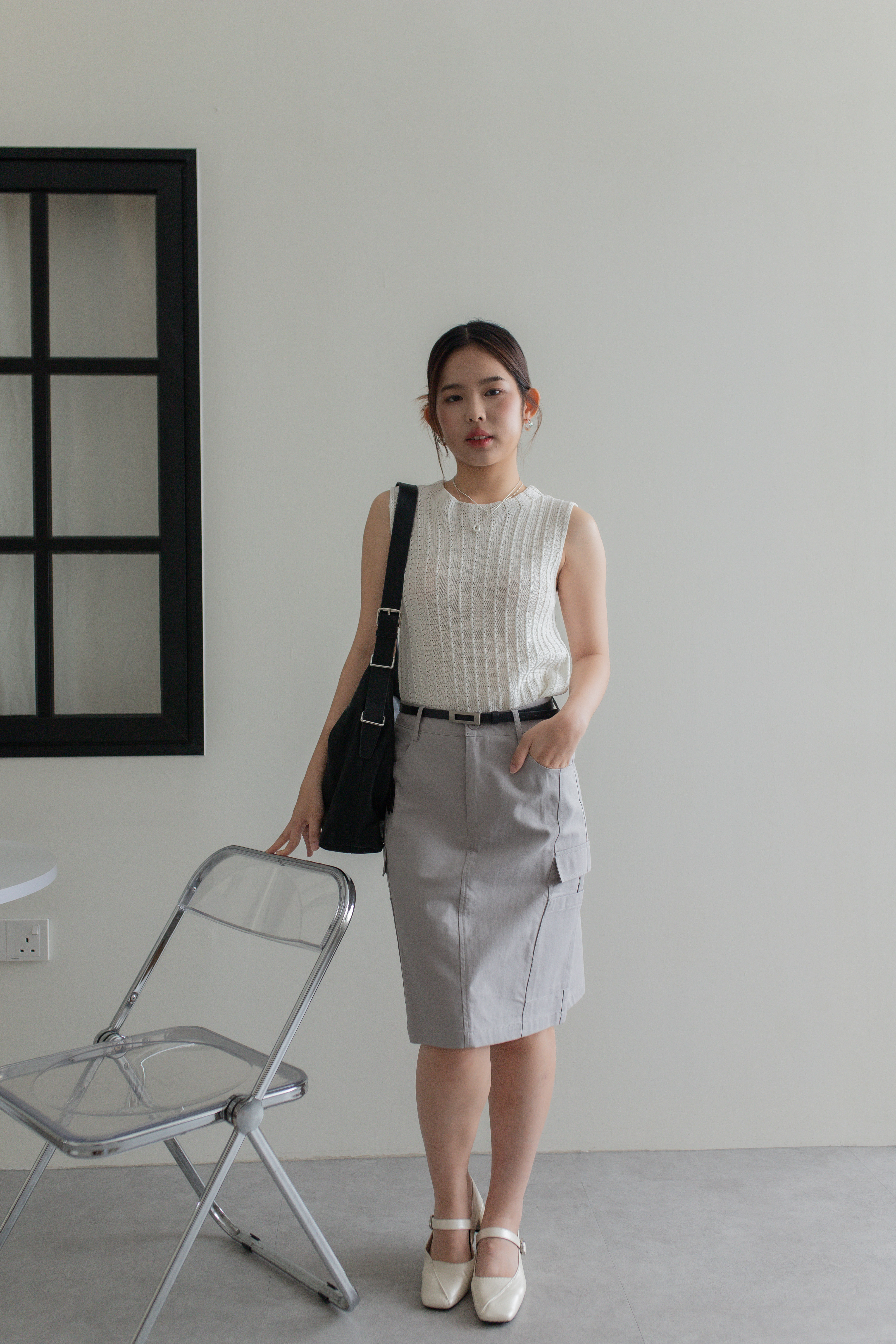 Reese Cargo Bermuda Skirt Grey-2755SKGRY