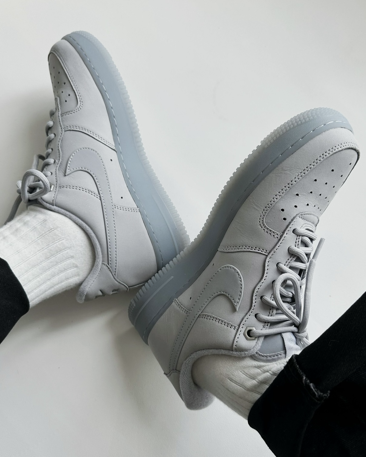 Nike Air Force 1 '07 冰川灰 狼灰 冰晶底 磨砂皮革 低筒休閒鞋 男女鞋
