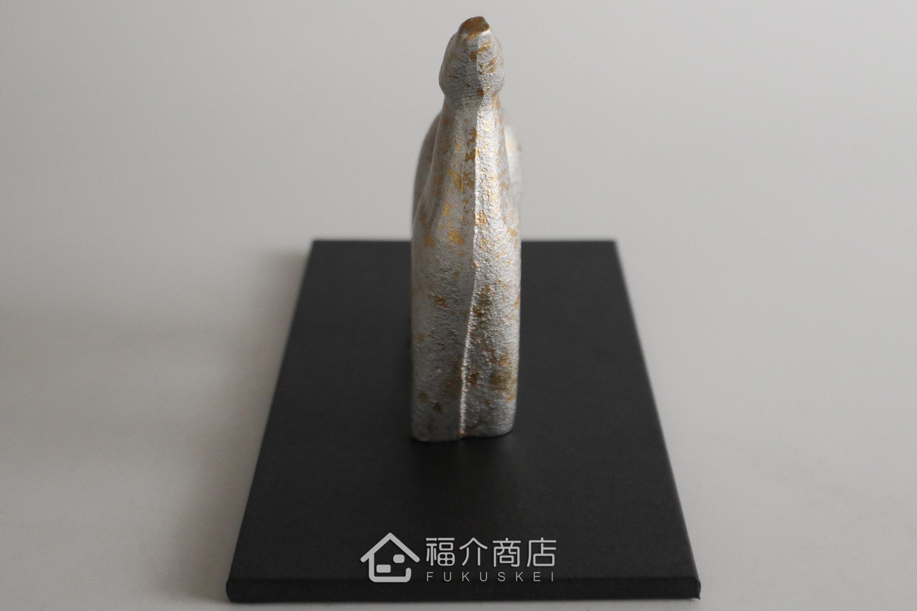 鑄鐵製十二生肖的馬造型銀色開運置物