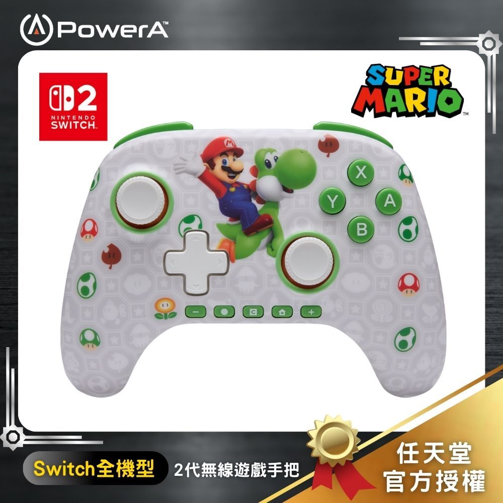 【PowerA】|任天堂官方授權|Switch 2無線遊戲手把(NSGP0569-01C) - 瑪利歐與耀西