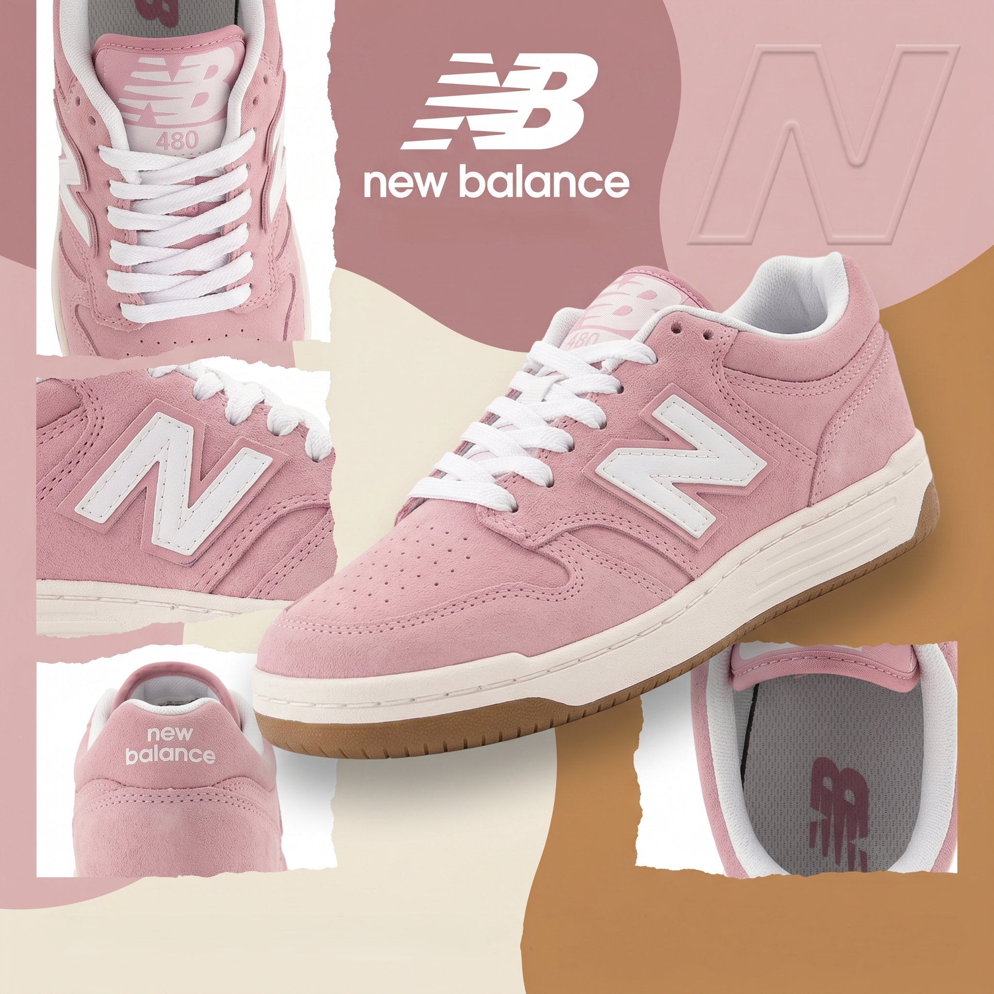 【預購】New Balance H051912 大童經典麂皮綁帶板鞋（粉紅色）