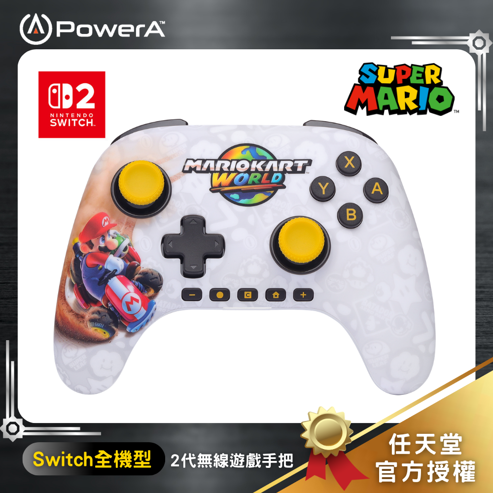 【PowerA】|任天堂官方授權|Switch 2無線遊戲手把(NSGP0571-01C )-瑪利歐賽車世界