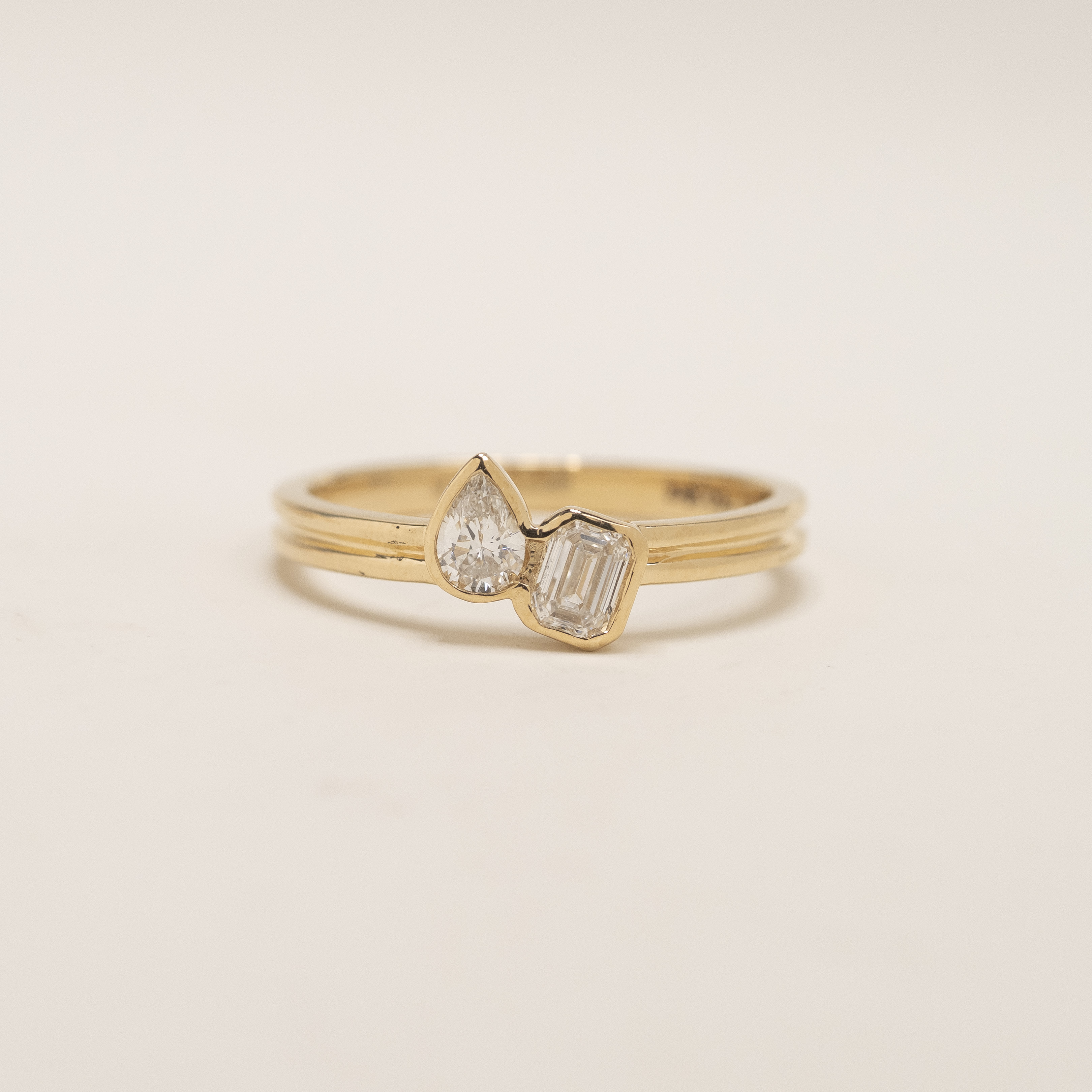 18K Pear & Emerald Shape Diamond Ring