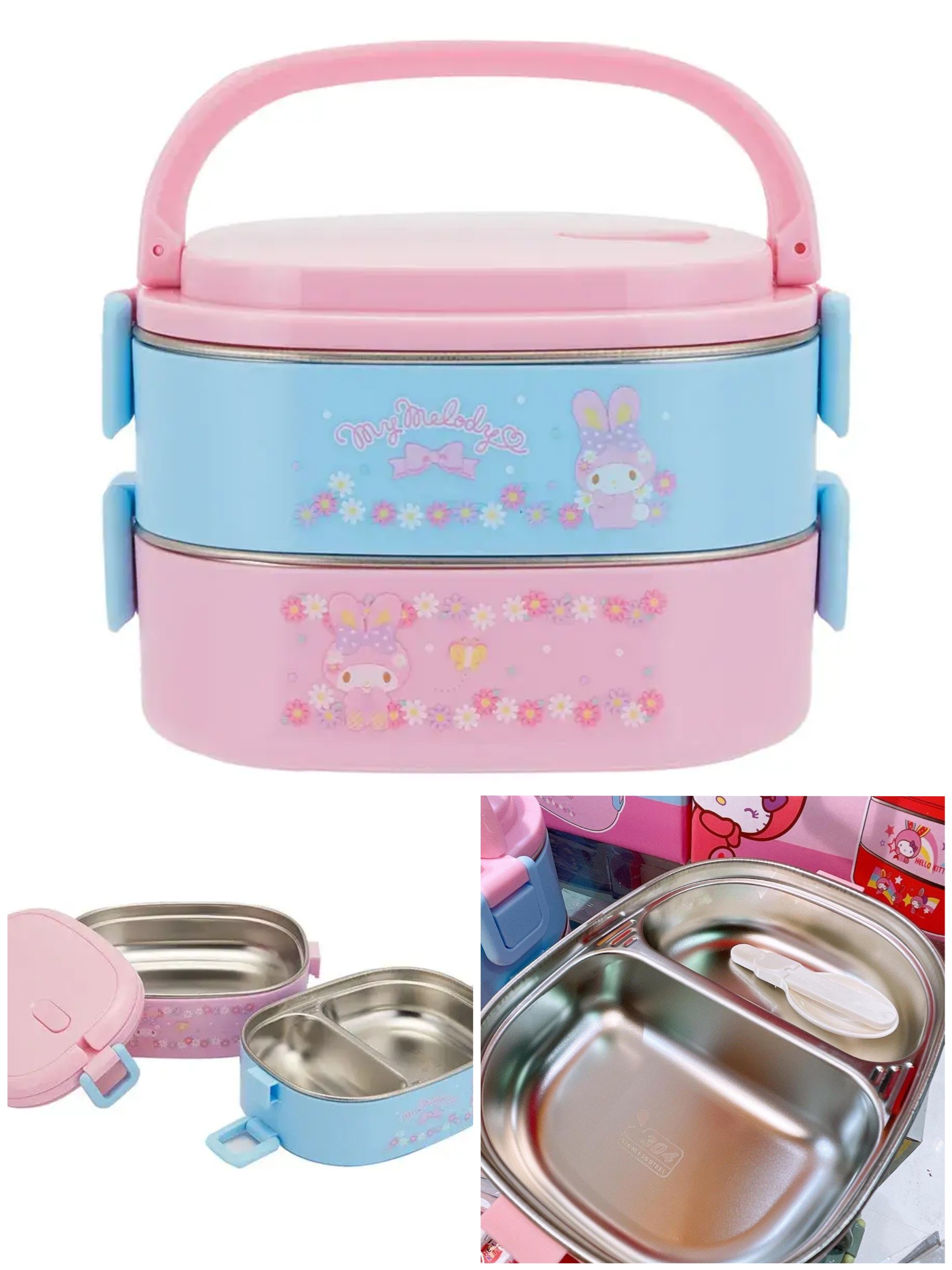 (現貨) Sanrio My Melody 2 Tier Square Tiffin Rabbit