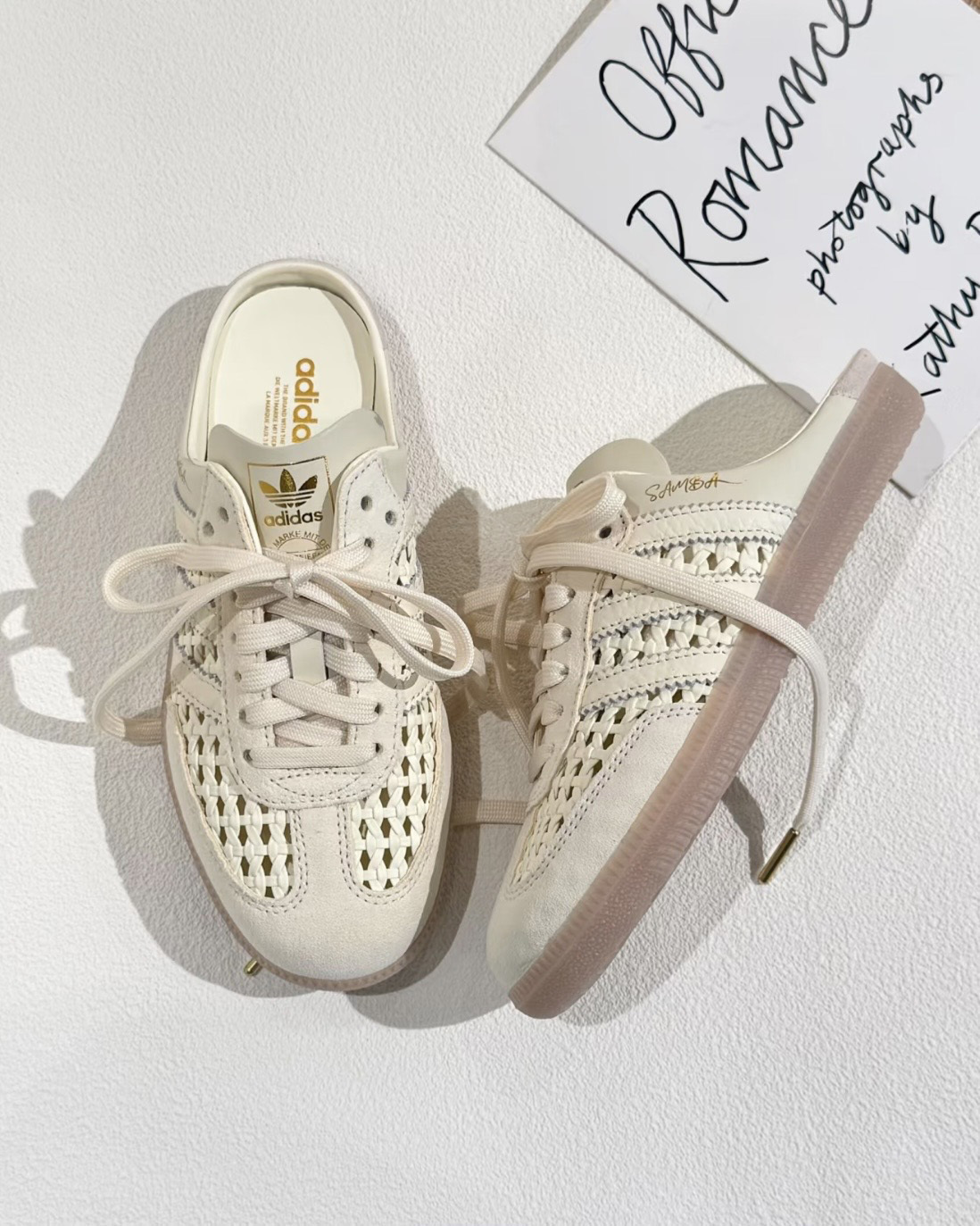 ADIDAS ORIGINAL SAMBA MULE 奶油白 米白 焦糖底 編織設計 金標 穆勒鞋 懶人鞋 拖鞋 涼鞋 女鞋 KH7719 / 預購