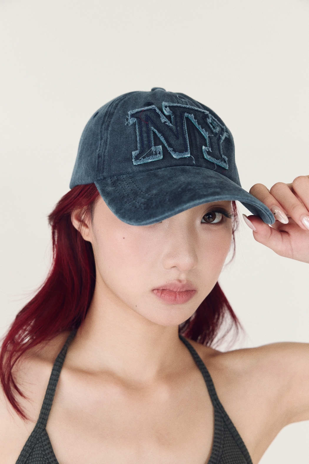 水洗NY繡標老帽-深藍