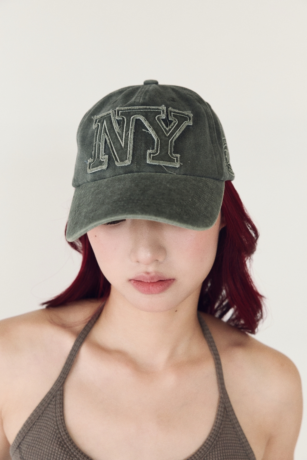 水洗NY繡標老帽-墨綠