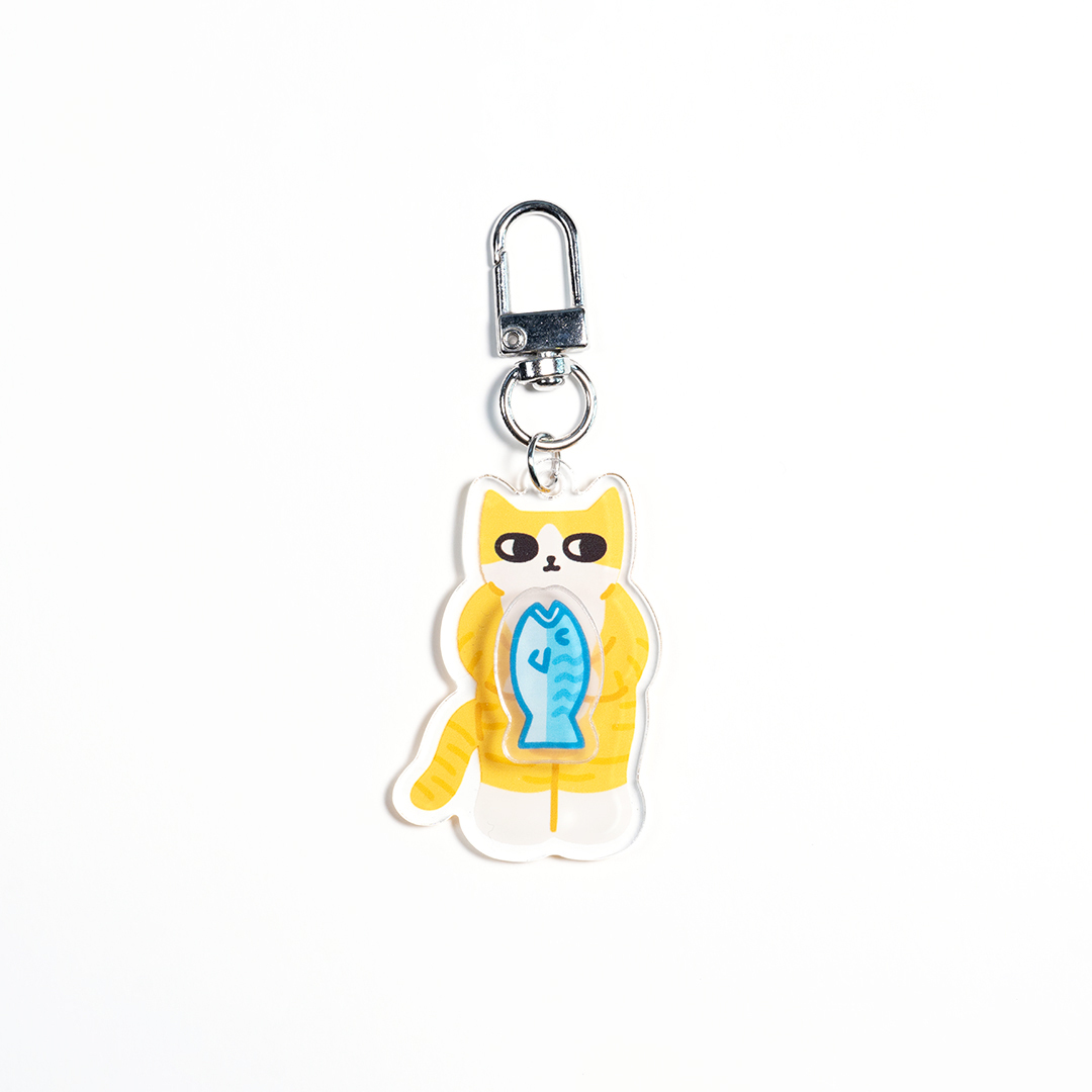 Sammyo store 旋轉鑰匙圈 / 愛吃魚橘虎斑貓
