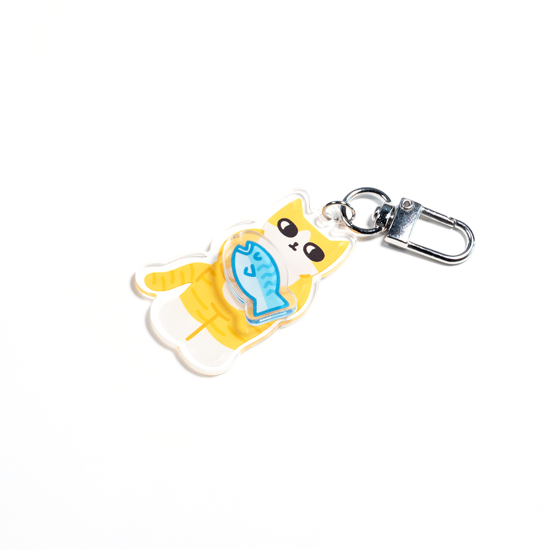 Sammyo store 旋轉鑰匙圈 / 愛吃魚橘虎斑貓