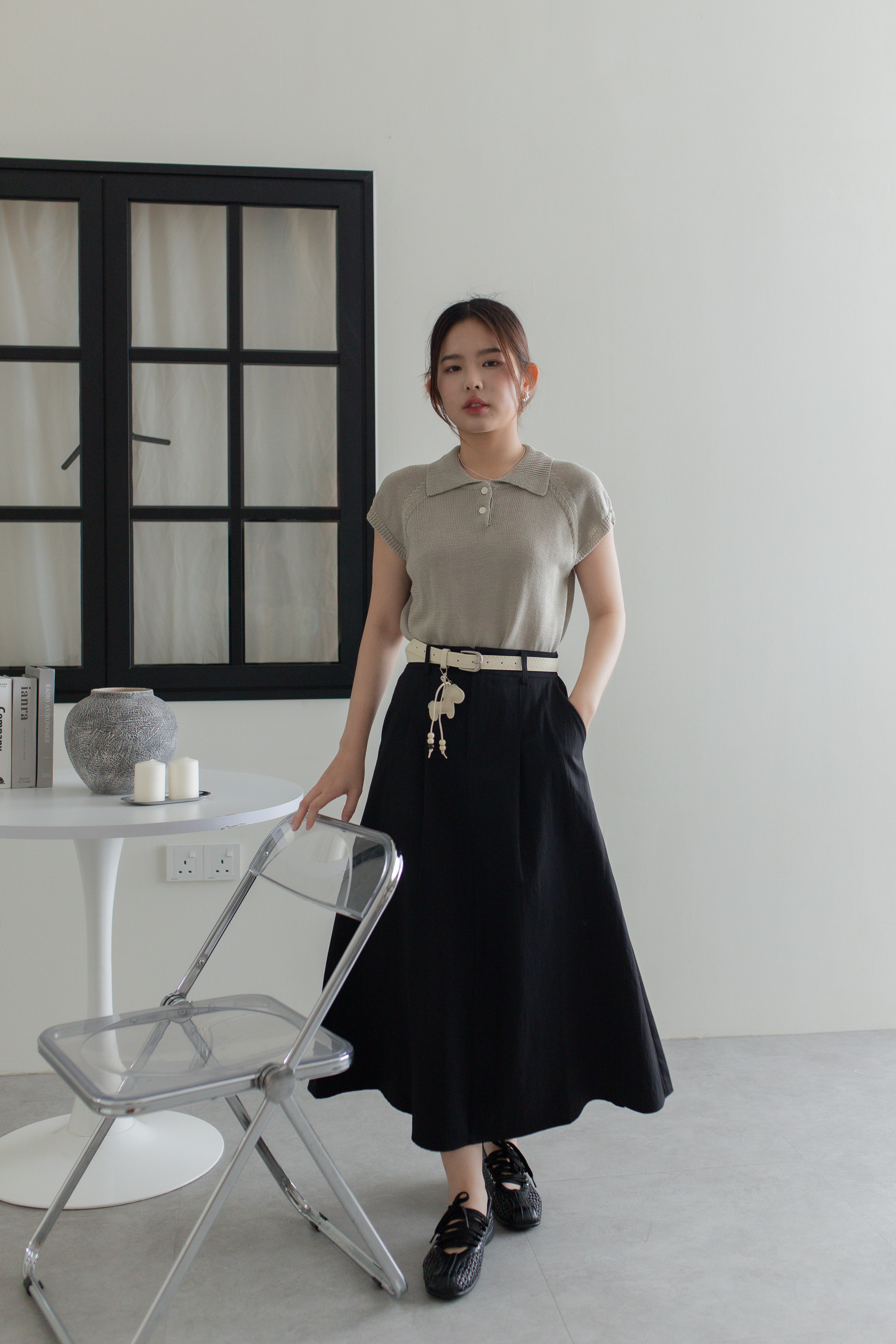 Arellia Polo Knit Top Khaki - 2750KSKHA