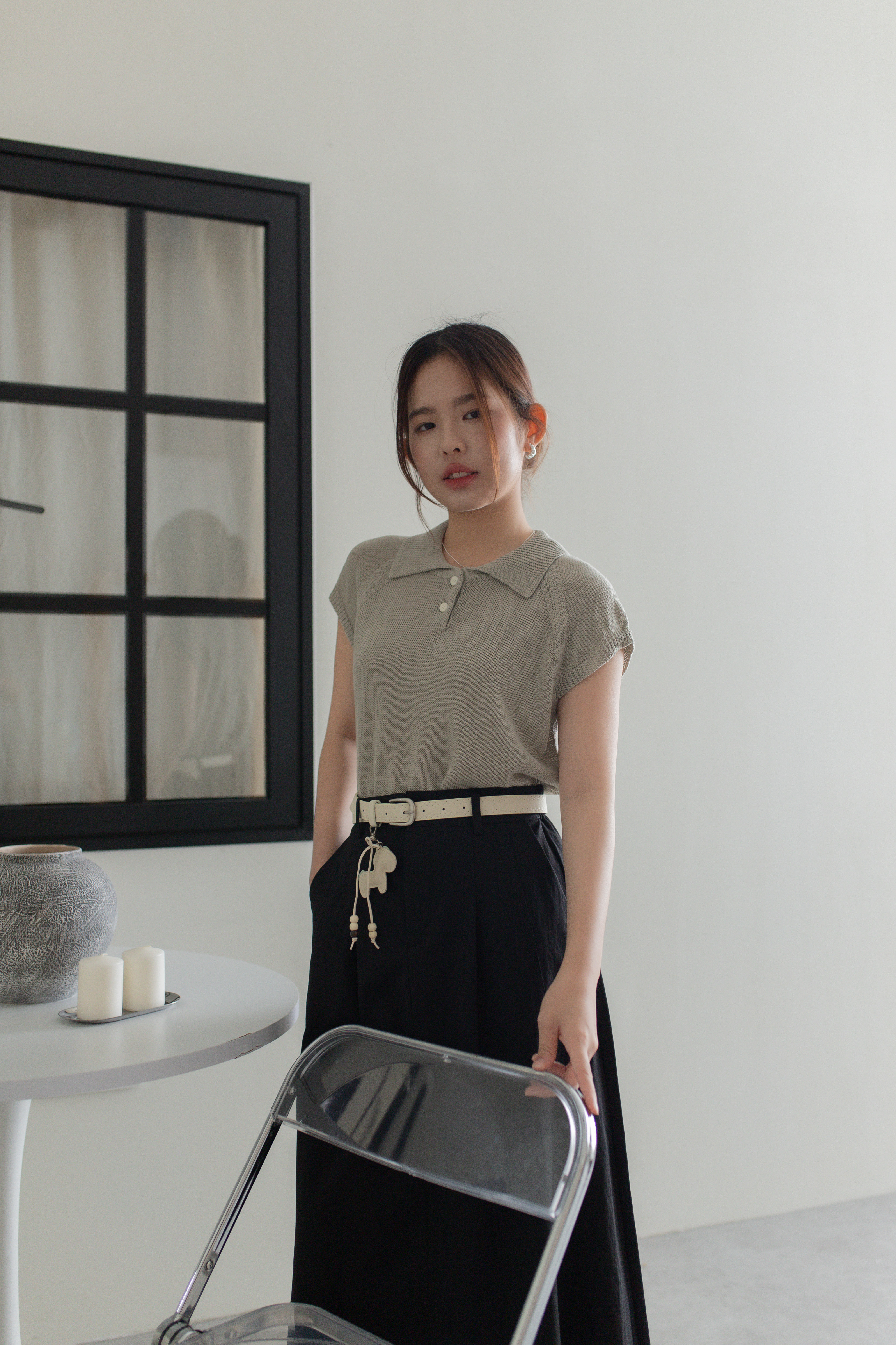 Arellia Polo Knit Top Khaki - 2750KSKHA