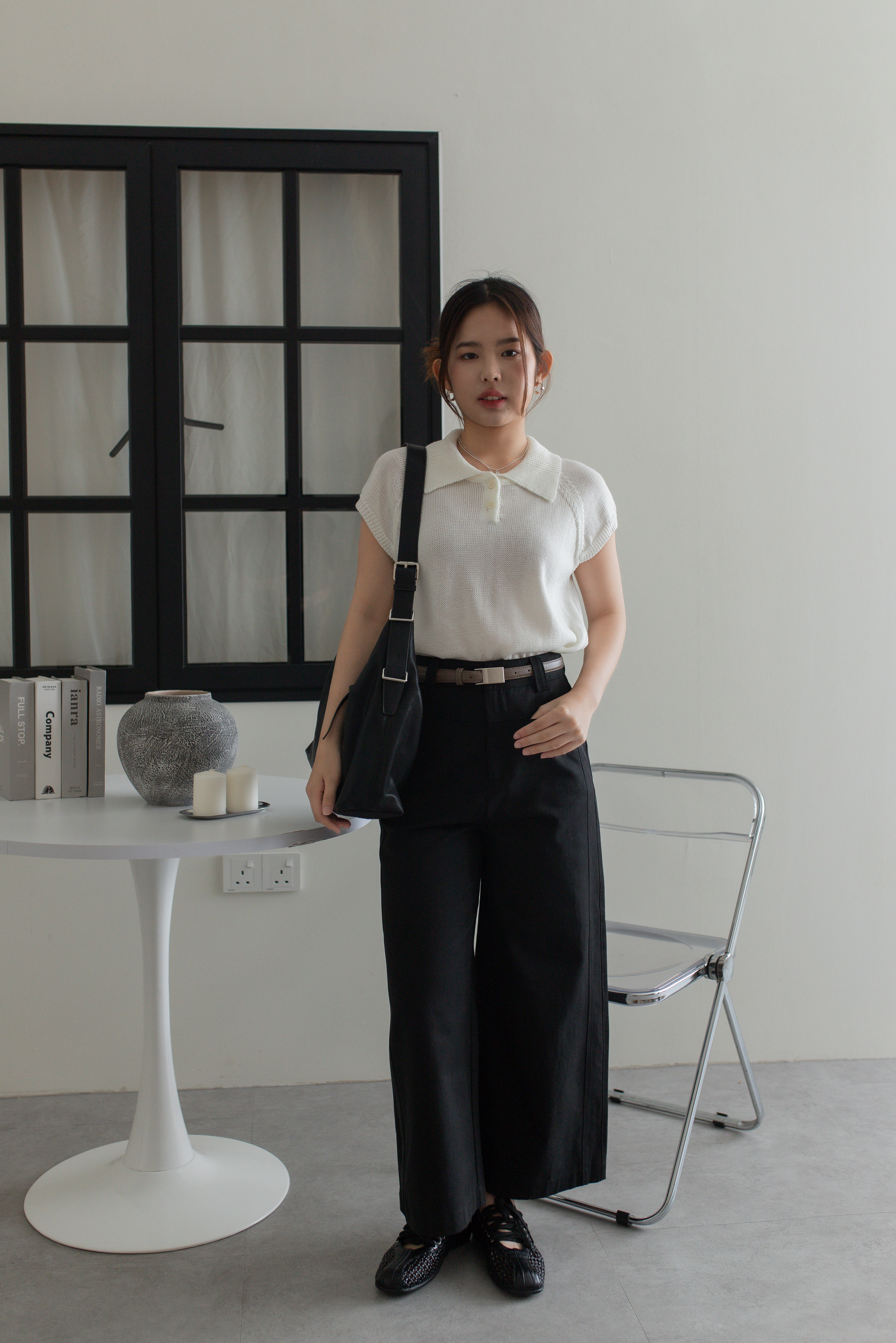 Arellia Polo Knit Top White - 2750KSWHI