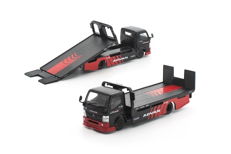 PO-$151 * POP RACE * 1:64 PANDEM FUSO 300 FLATBED TRANSPORTER ADVAN