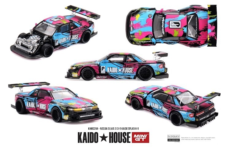 PO-$135 * MINI GT * 1:64 KHMG284 Nissan Silvia S13-R Kaido Splash V1