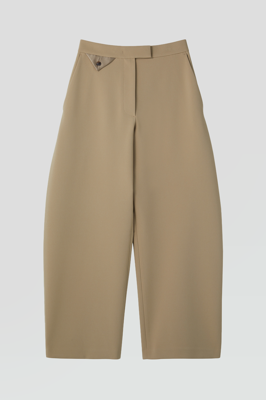 RECTO｜CURVED LEGS CRAPE PANTS (KHAKI BEIGE)