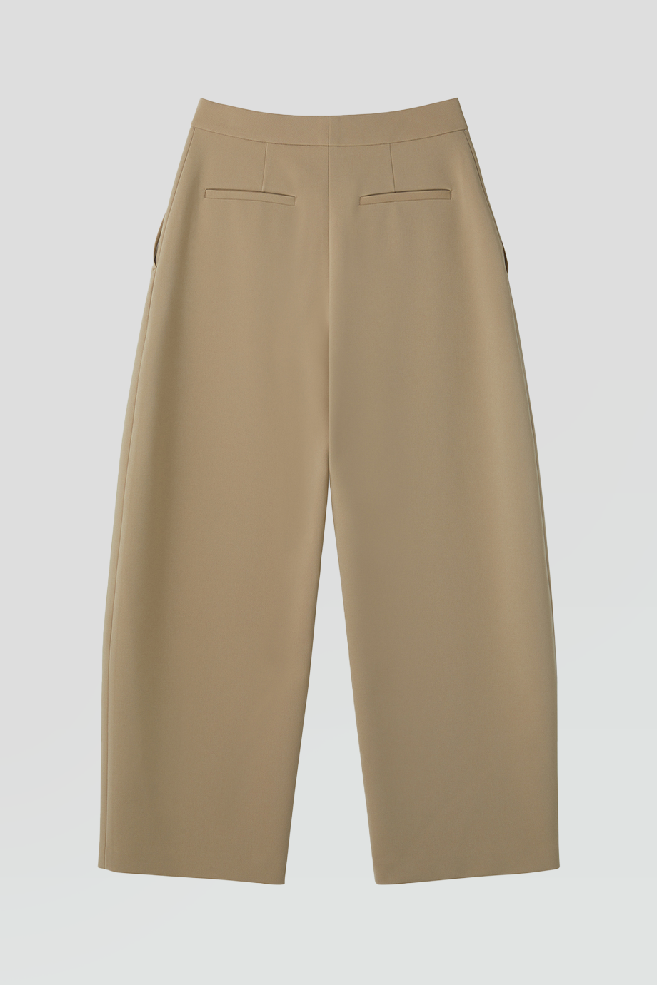 RECTO｜CURVED LEGS CRAPE PANTS (KHAKI BEIGE)